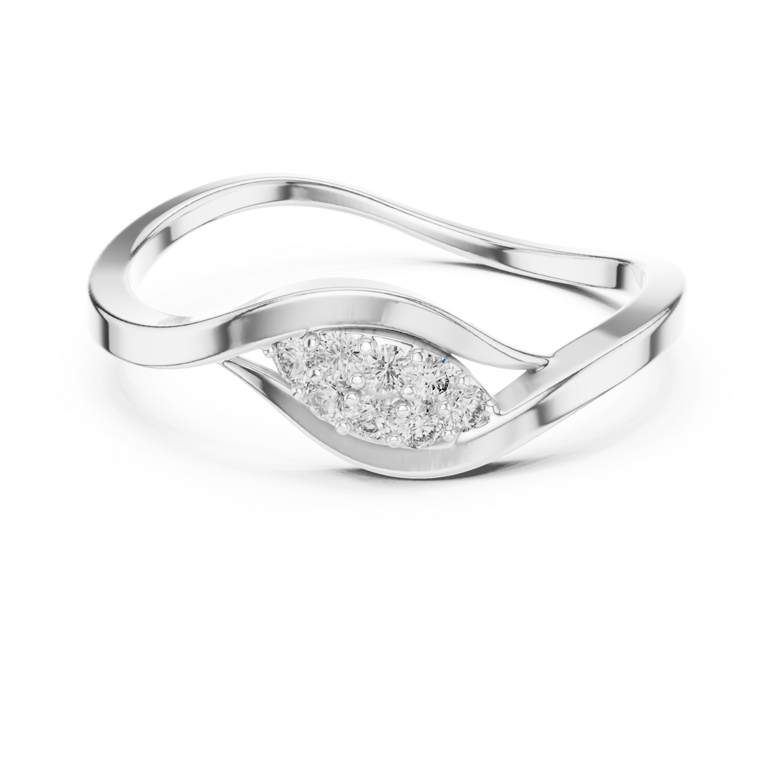  White Gold Pure Grace Sculpted Open Band Ring Front View