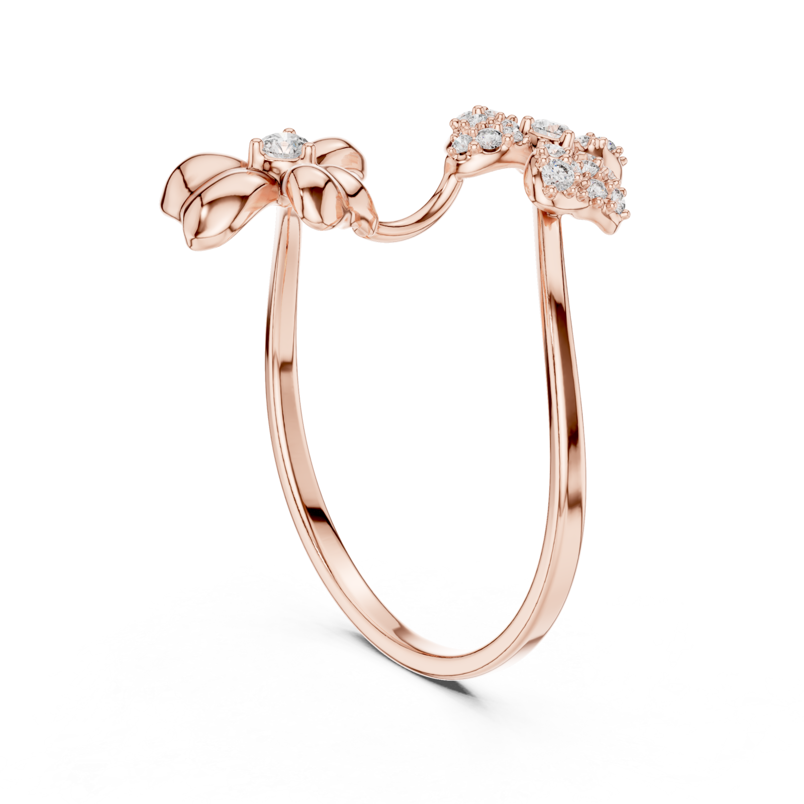  Rose Gold Wild Meadow Open Petal Ring Left View