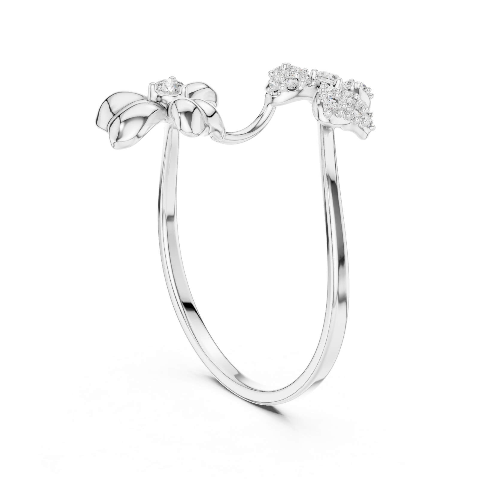  White Gold Wild Meadow Open Petal Ring Left View