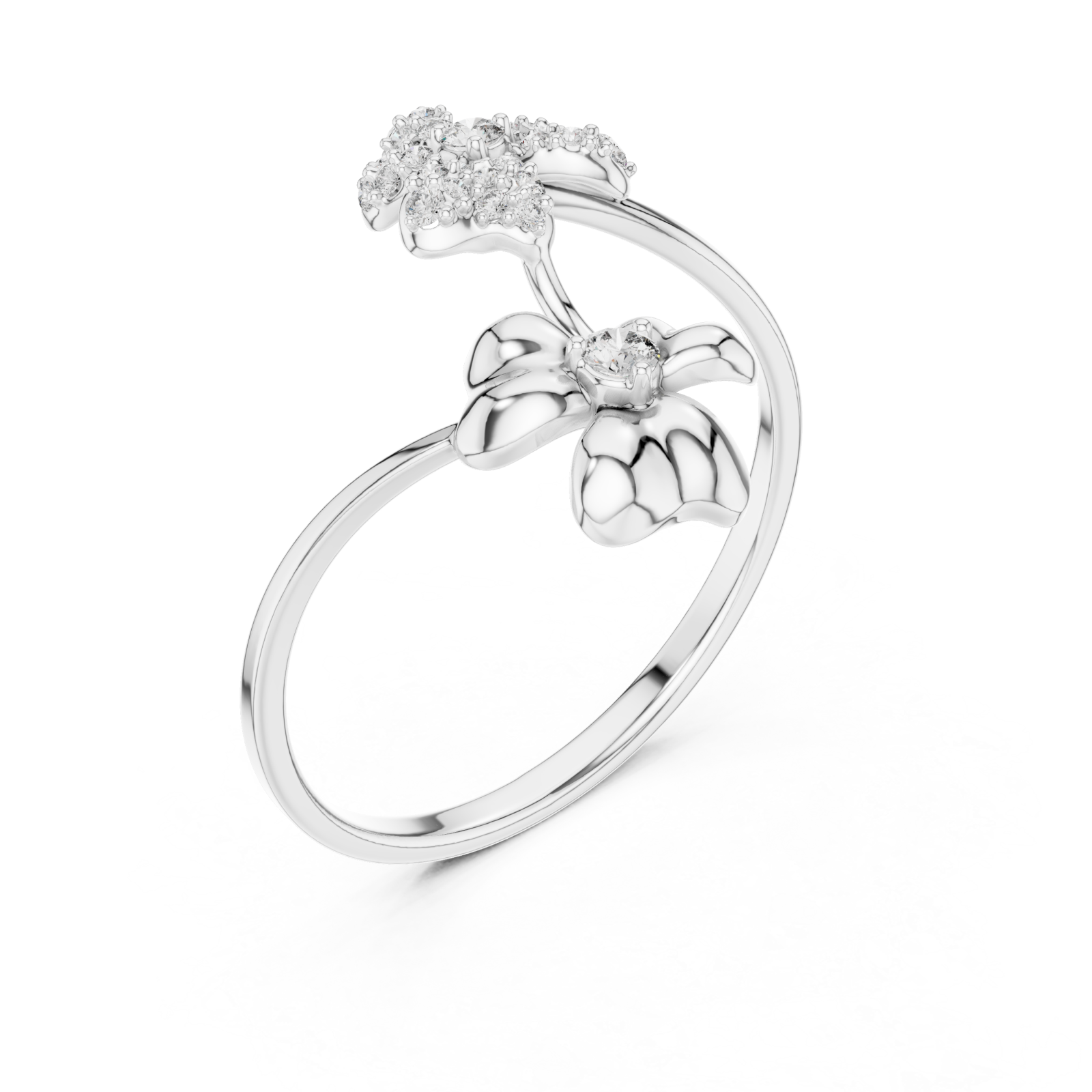  White Gold Wild Meadow Open Petal Ring Right View
