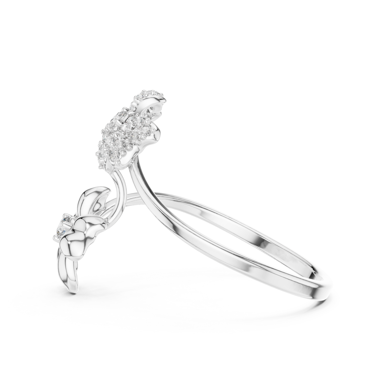  White Gold Wild Meadow Open Petal Ring Side View