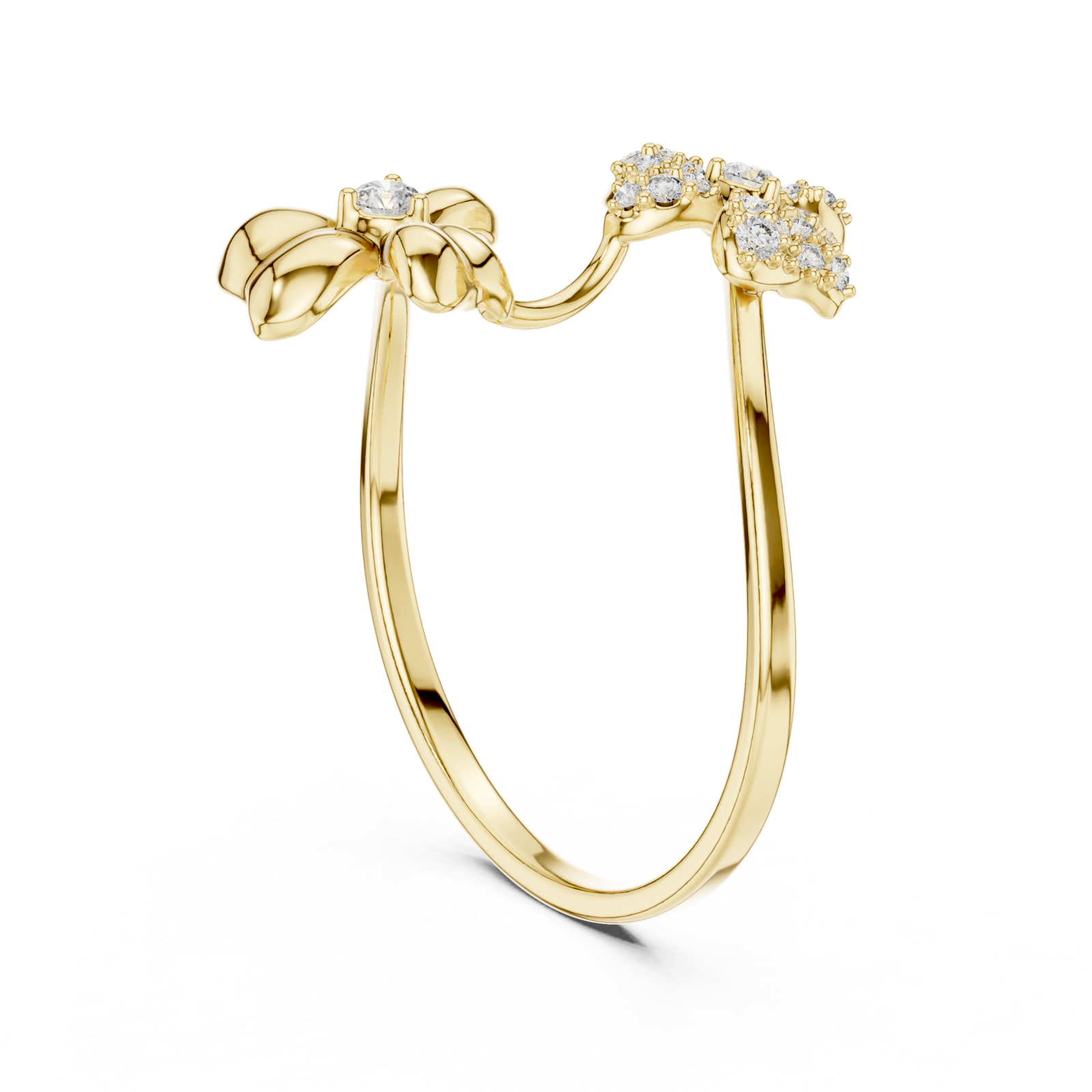  Gold Wild Meadow Open Petal Ring Left View