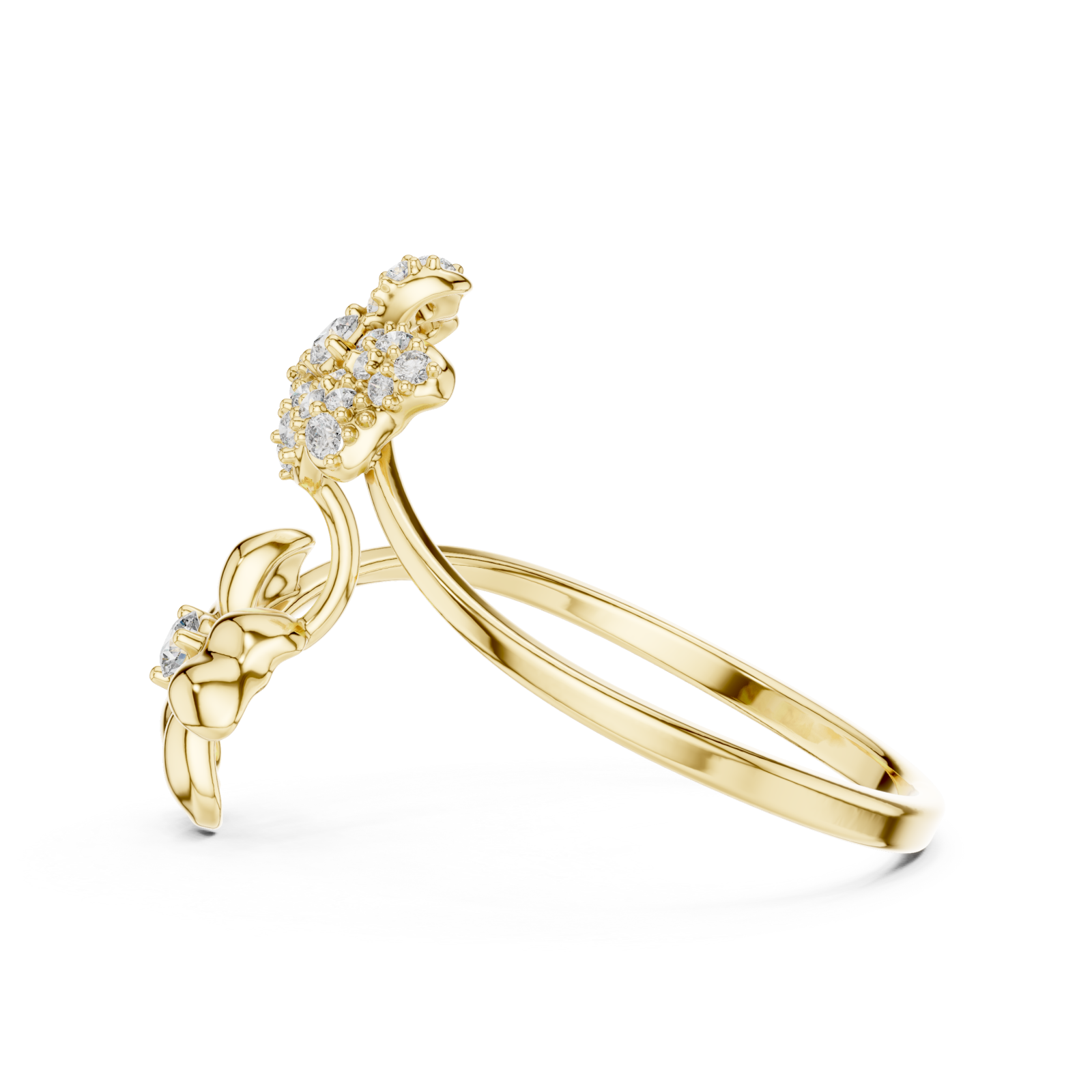  Gold Wild Meadow Open Petal Ring Side View