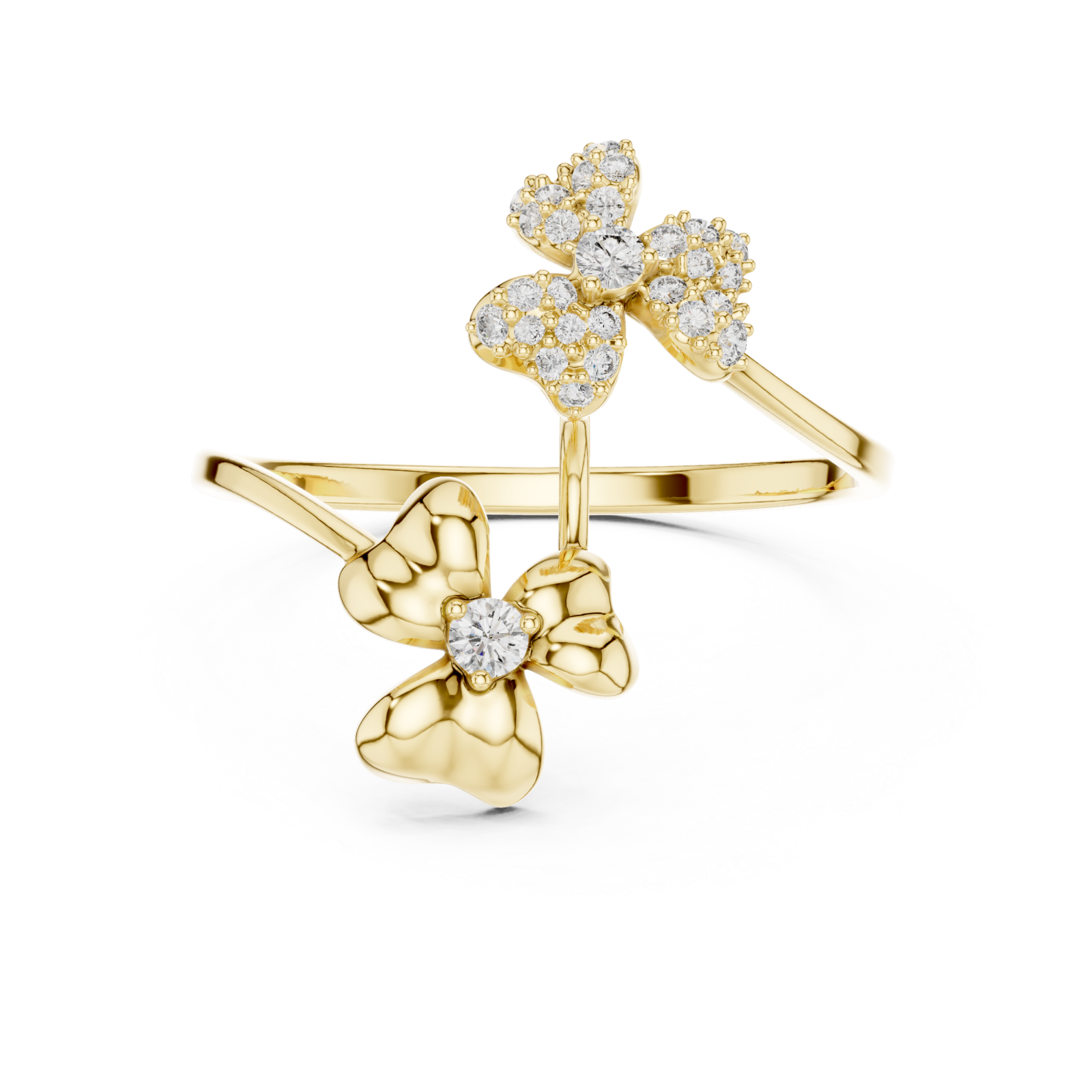  Gold Wild Meadow Open Petal Ring Front View