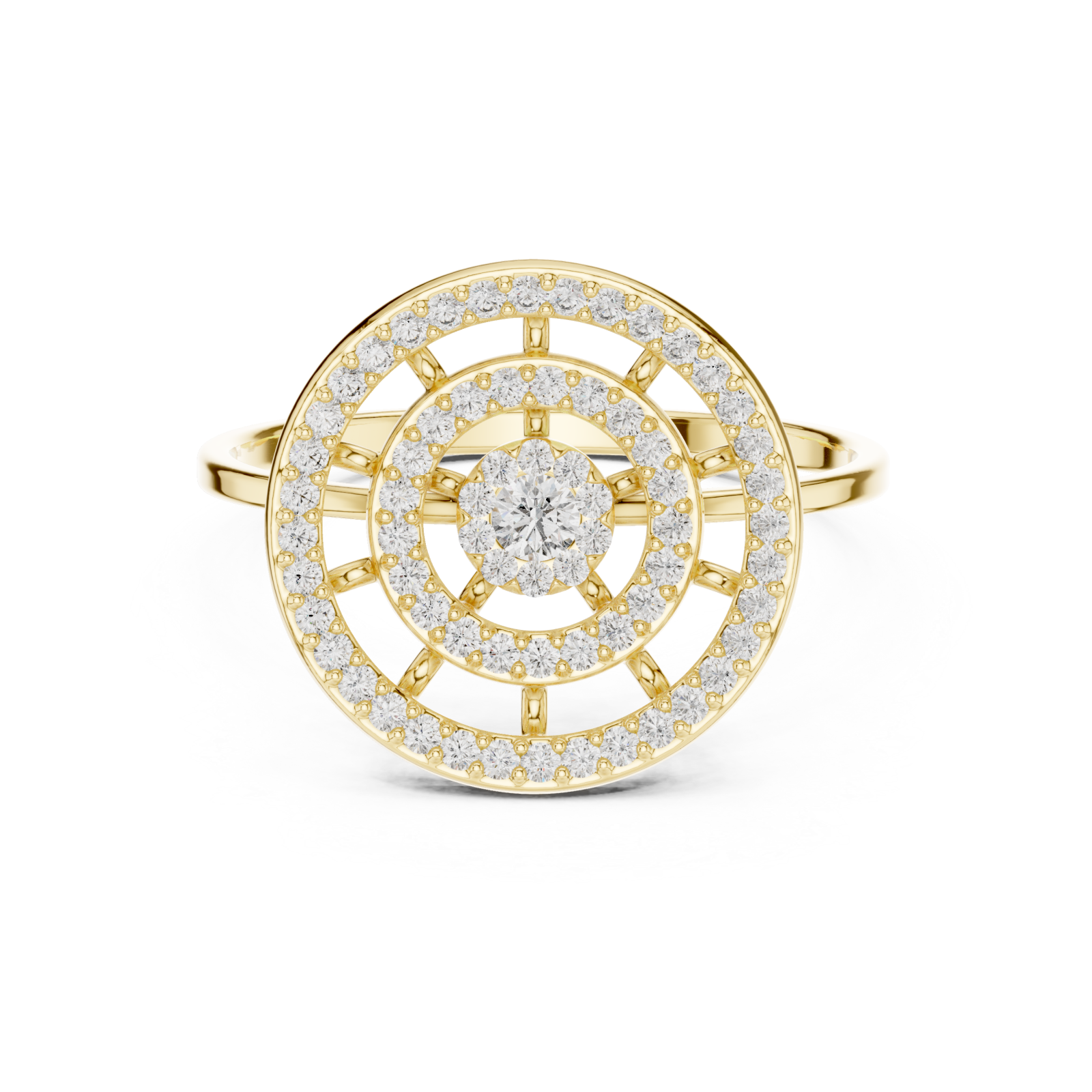  Gold Chic Radiant Constellation Designer Ring Front View