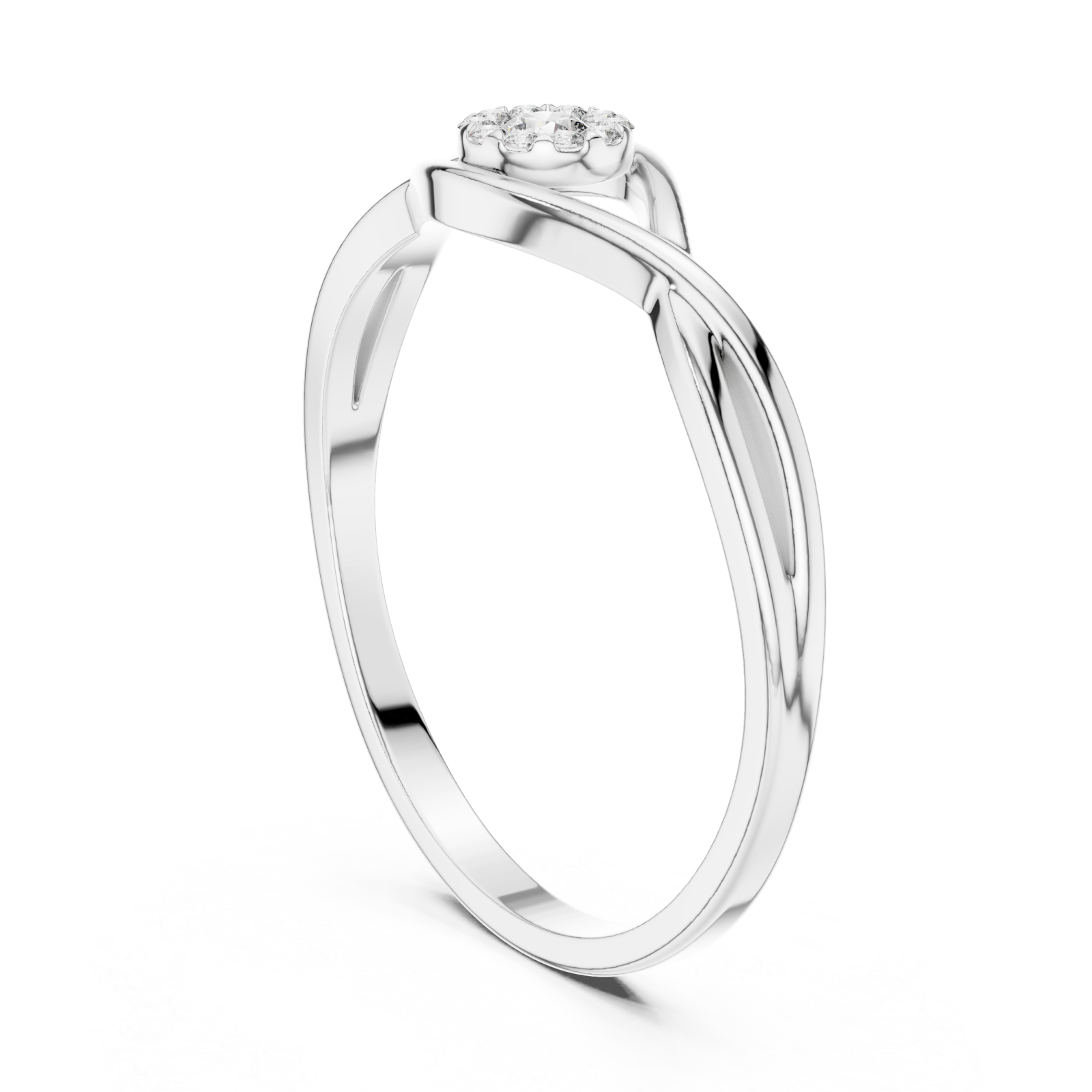  White Gold Elysian Light Swirl Solitaire Band Ring Left View