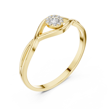 Gold Elysian Light Swirl Solitaire Band Ring Right View