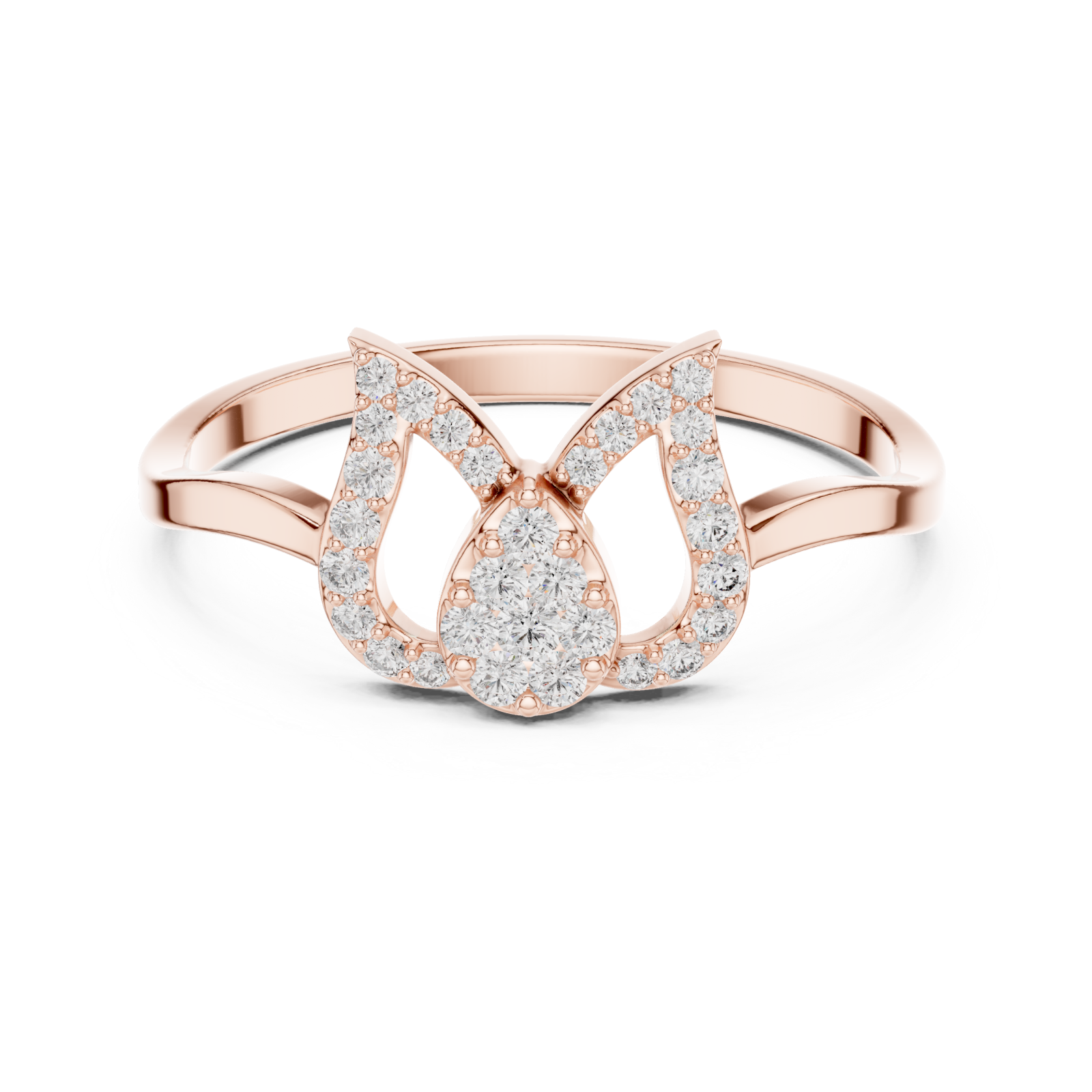 Rose Gold Blooming Whisper Band Ring Front View