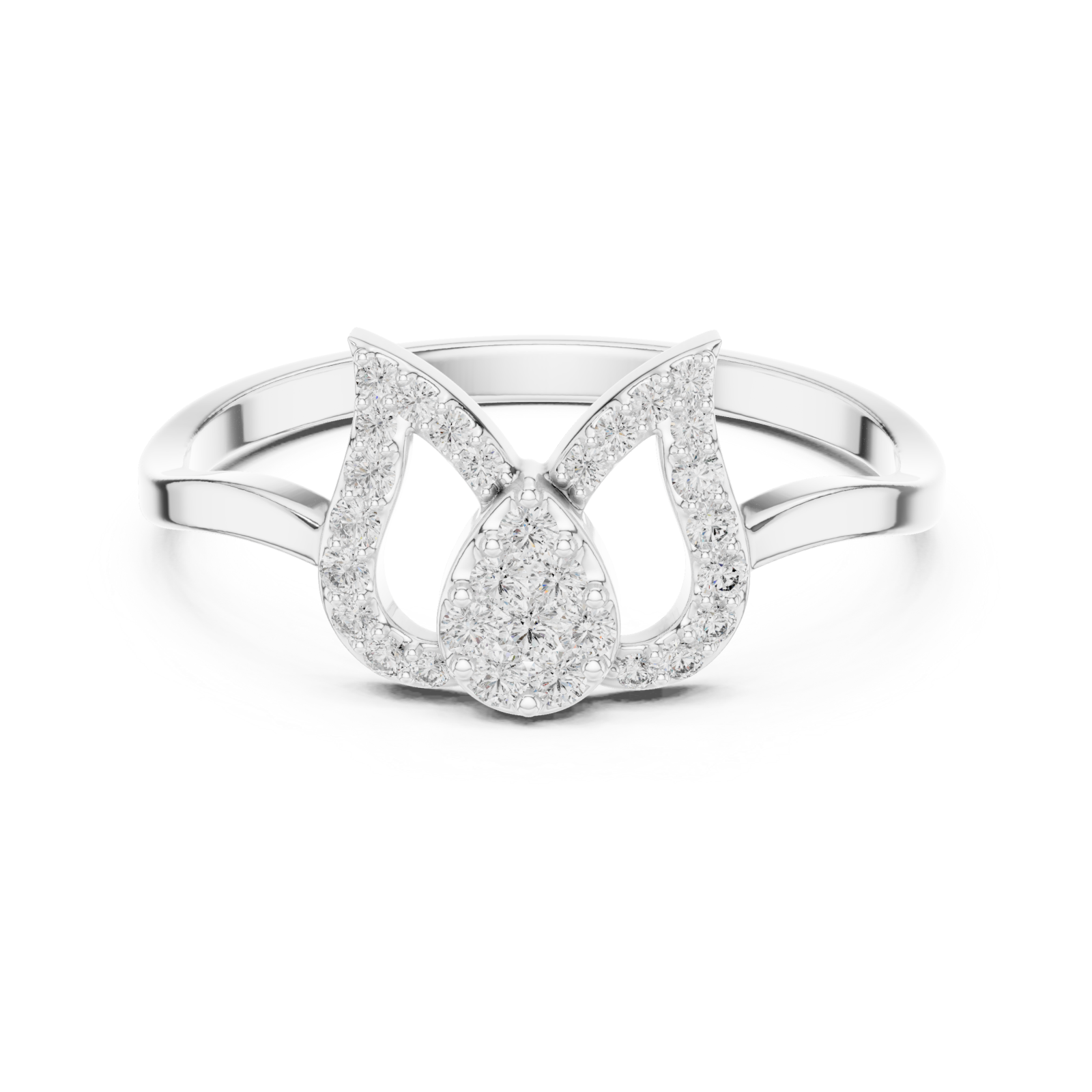  White Gold Blooming Whisper Band Ring Front View