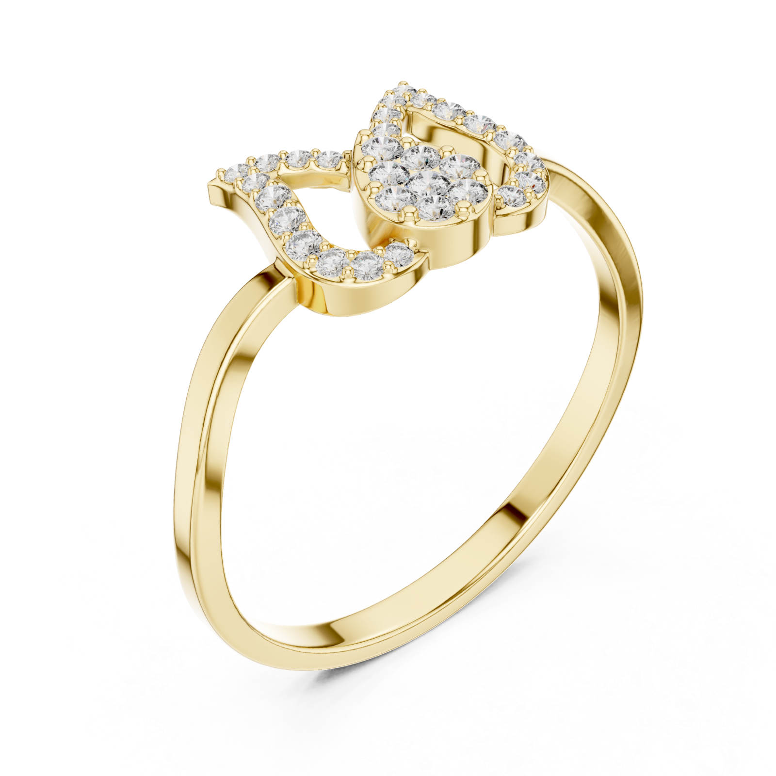 Gold Blooming Whisper Band Ring Right View