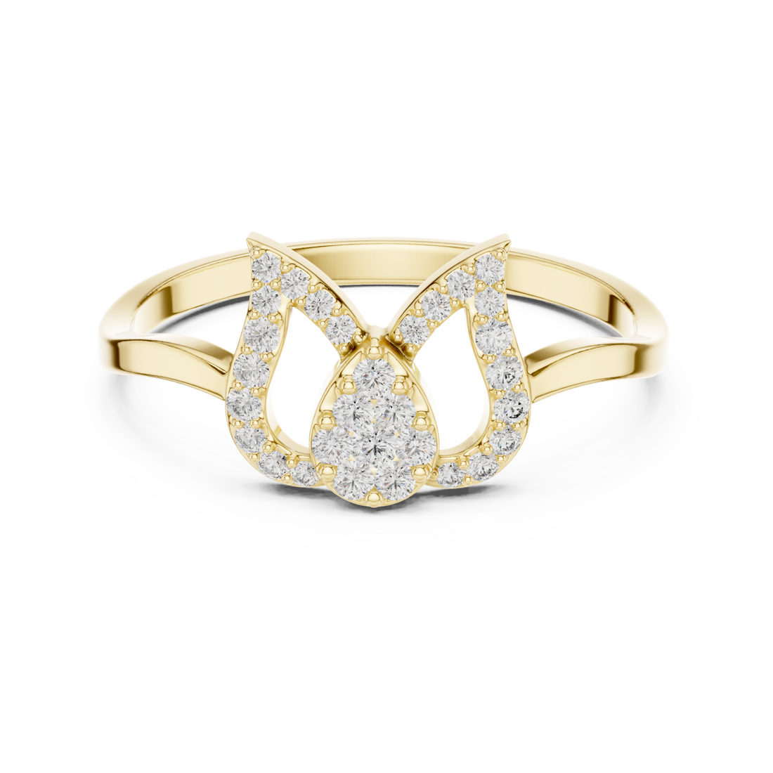 Gold Blooming Whisper Band Ring Right View