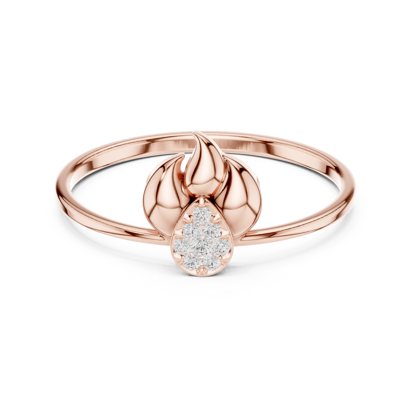  Rose Gold Eternal Dewdrop Blossom Radiance Band Front View