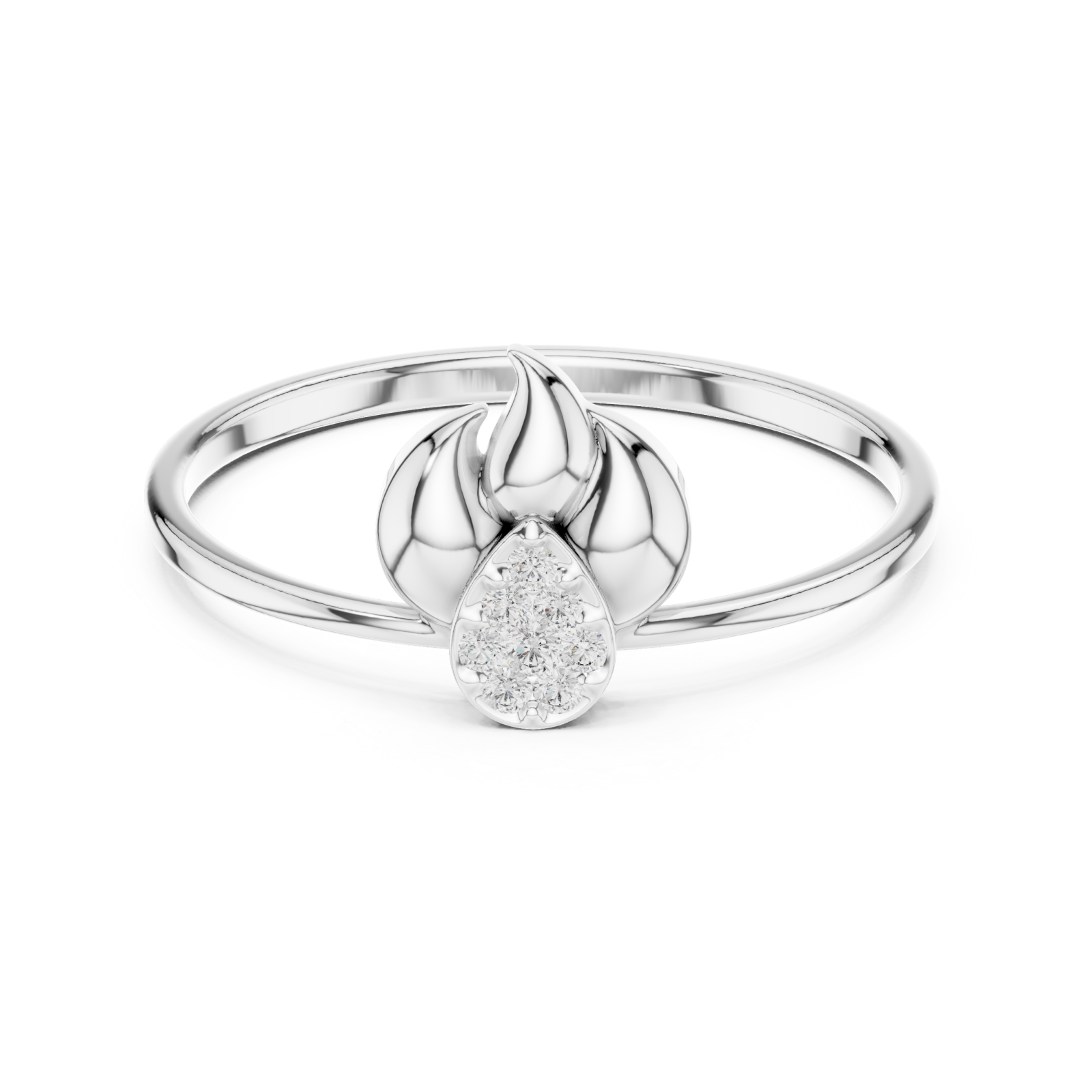  White Gold Eternal Dewdrop Blossom Radiance Band Front View