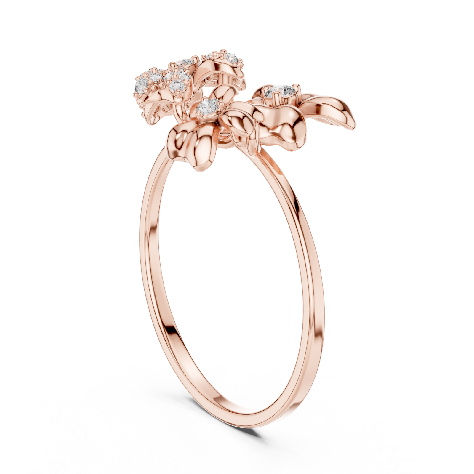  Rose Gold Dewdrop Meadow Blossom Band Left View