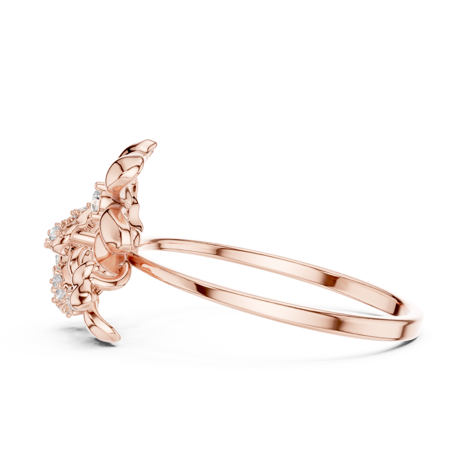  Rose Gold Dewdrop Meadow Blossom Band Side View