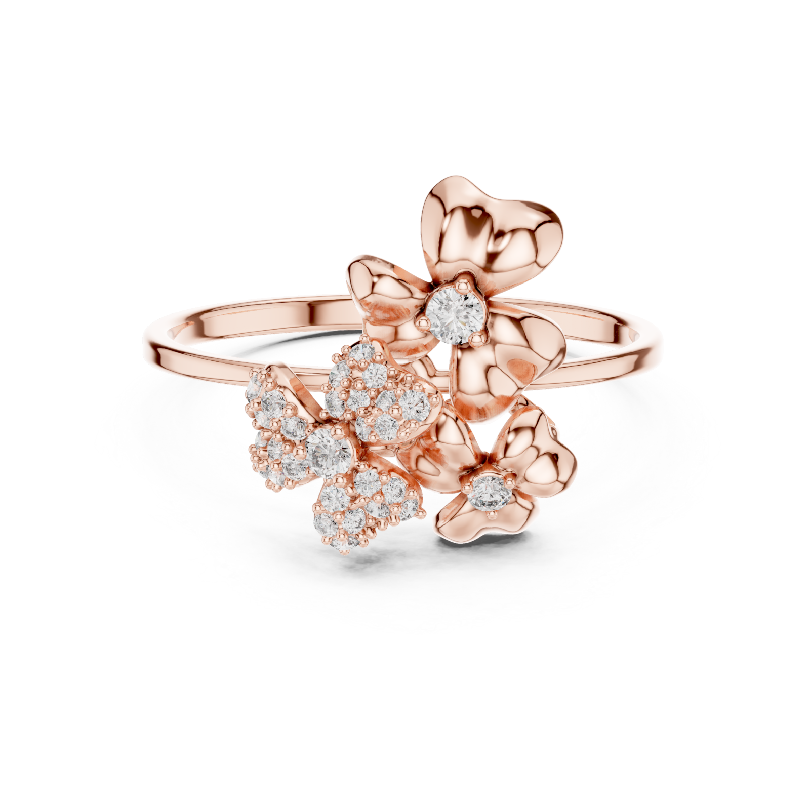  Rose Gold Dewdrop Meadow Blossom Band Front View