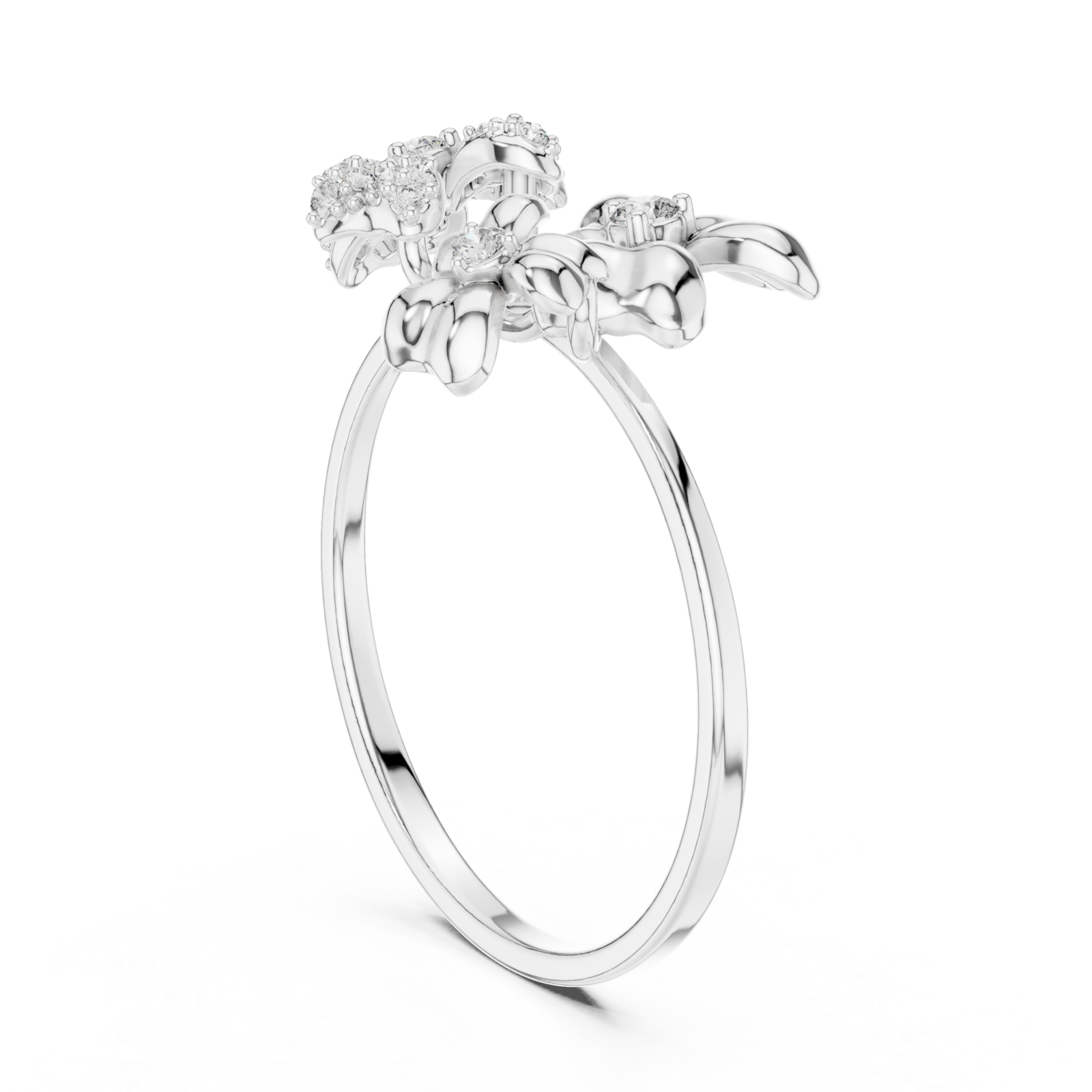  White Gold Dewdrop Meadow Blossom Band Left View
