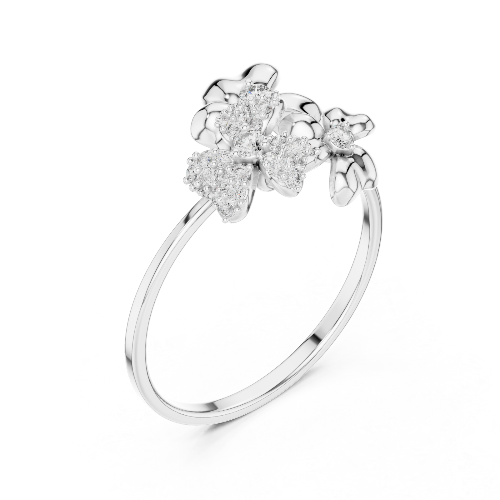  White Gold Dewdrop Meadow Blossom Band Right View