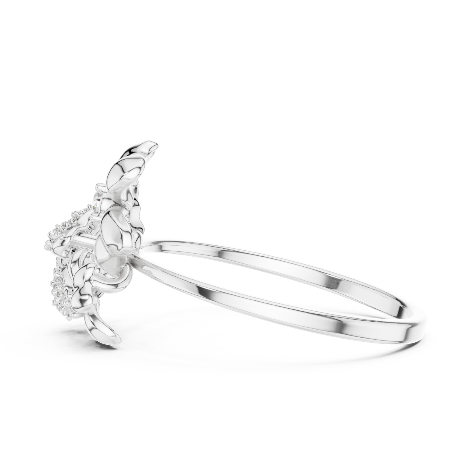  White Gold Dewdrop Meadow Blossom Band Side View