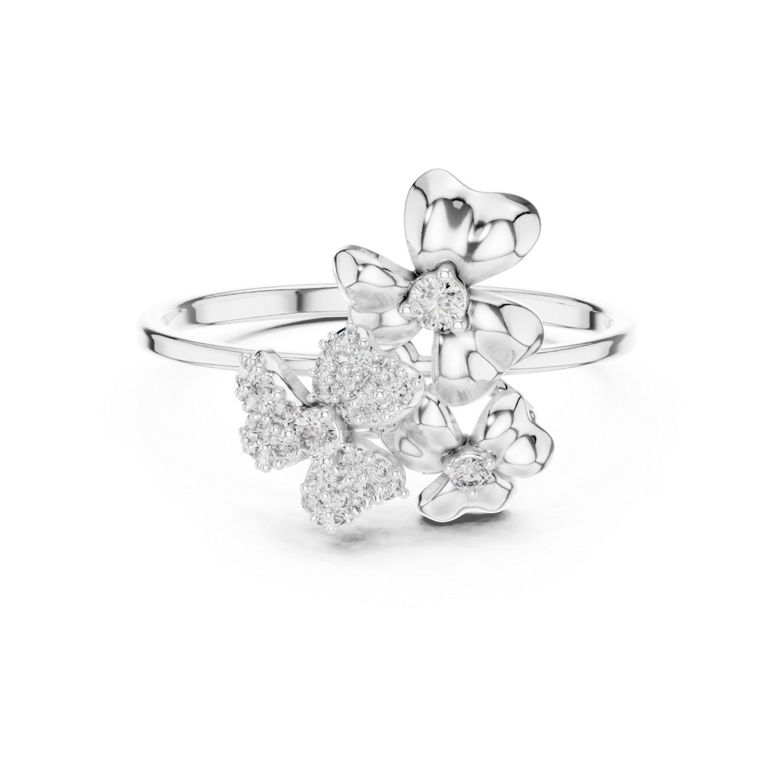  White Gold Dewdrop Meadow Blossom Band Front View