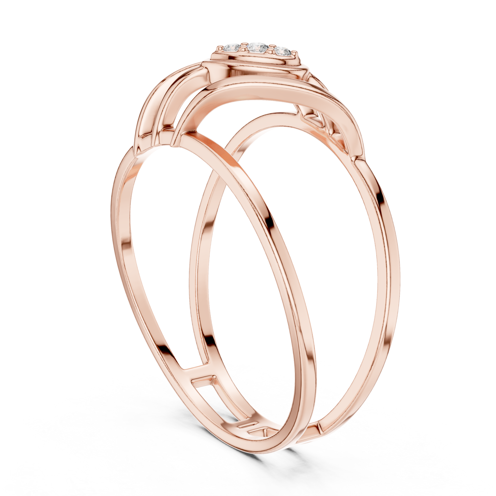  Rose Gold Modern Flow Architect Band Ring Left View