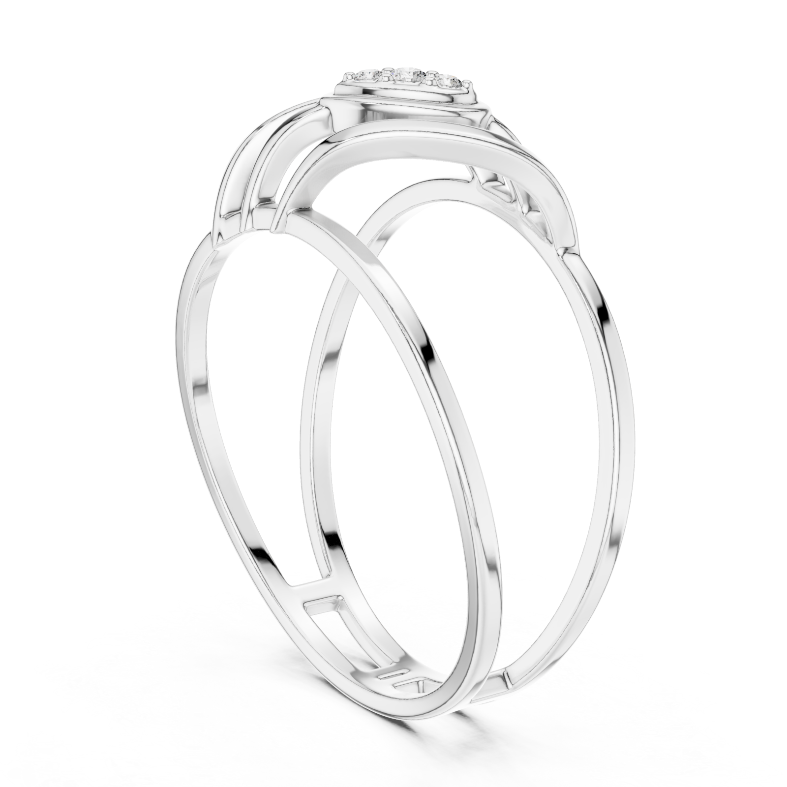  White Gold Modern Flow Architect Band Ring Left View