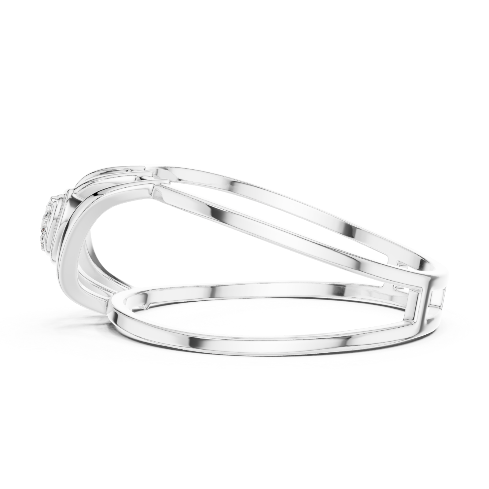  White Gold Modern Flow Architect Band Ring Side View