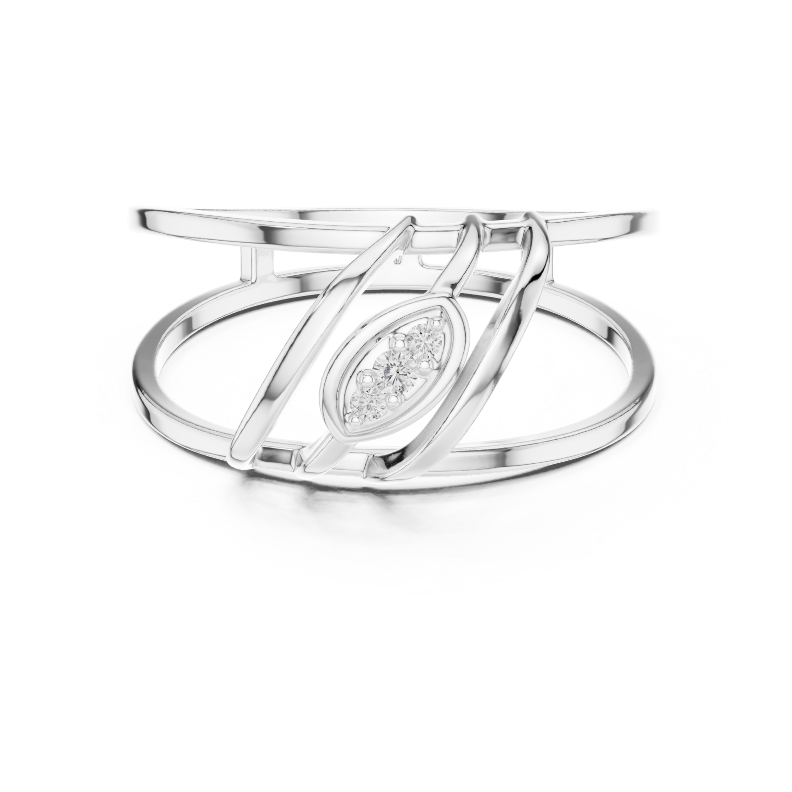 White Gold Modern Flow Architect Band Ring Front View