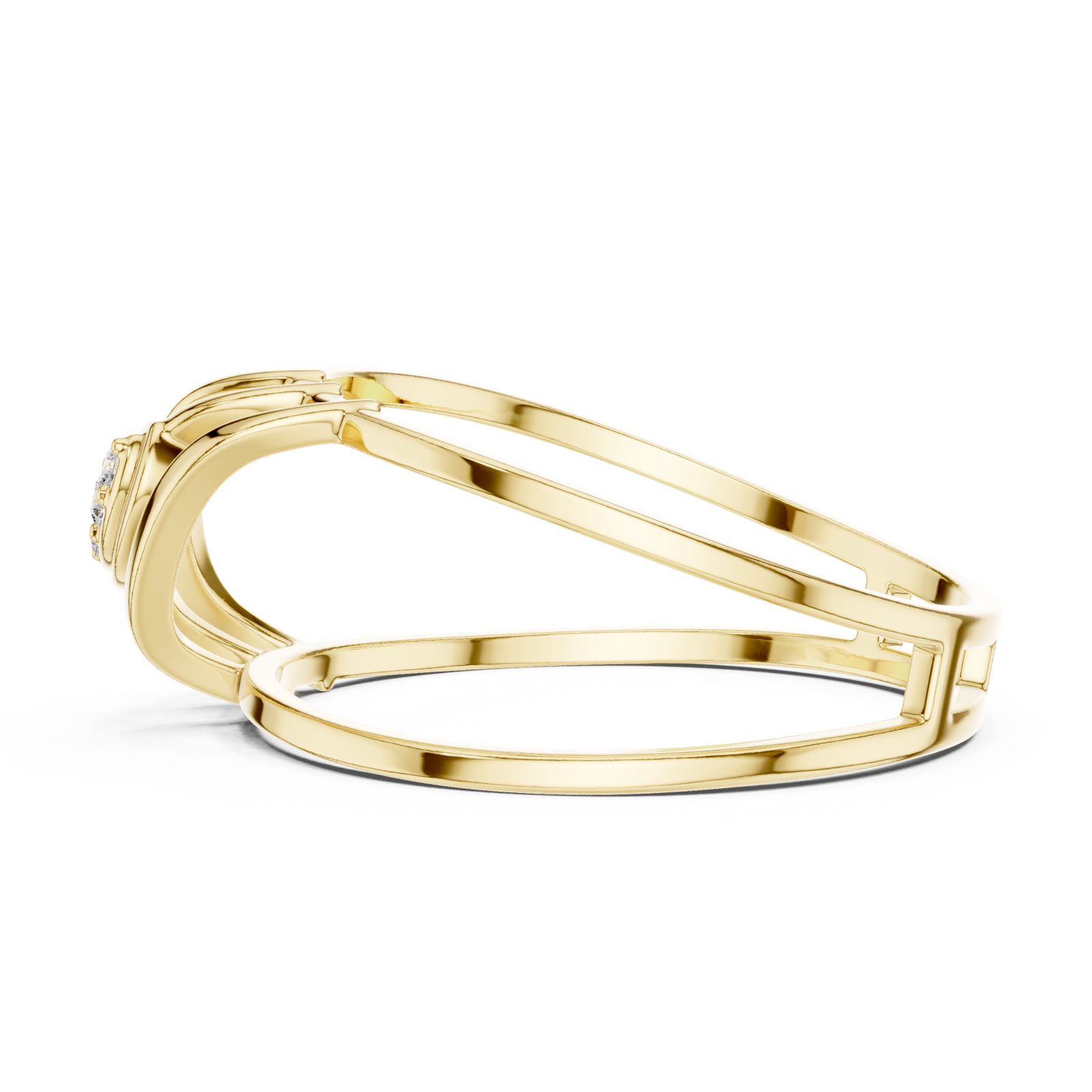 Gold Modern Flow Architect Band Ring Side View
