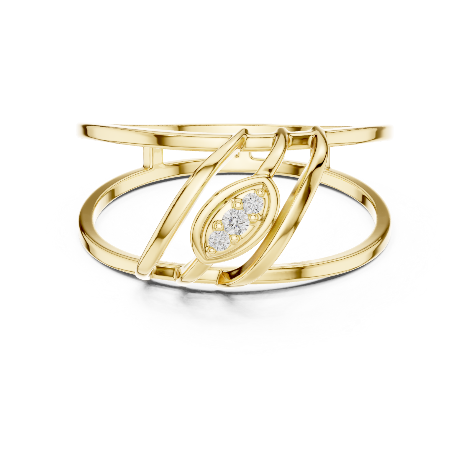  Gold Modern Flow Architect Band Ring Front View