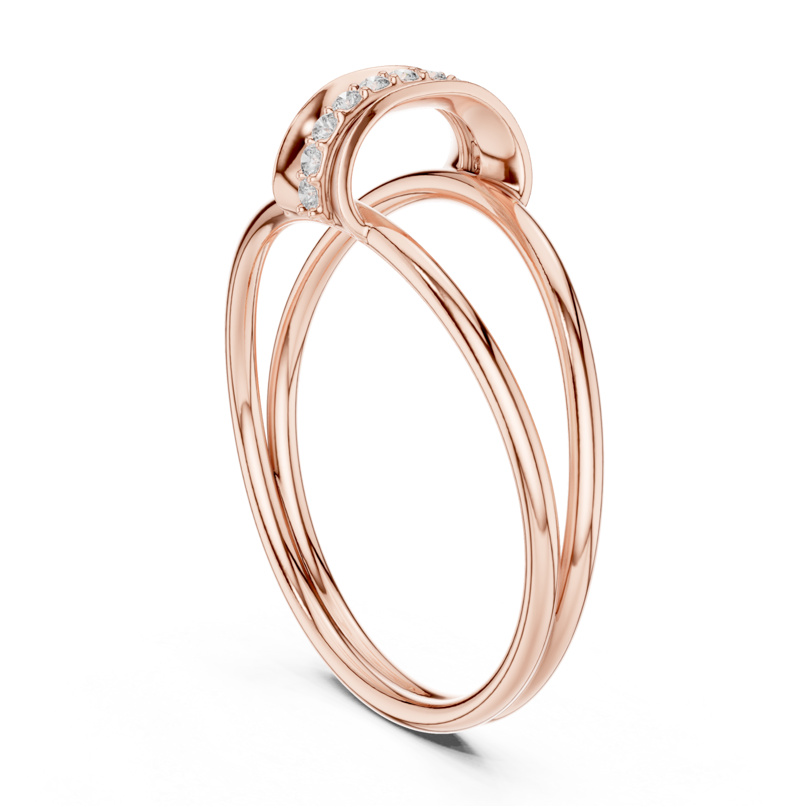  Rose Gold Serene Flow Minimalist Bypass Circle Ring Left View