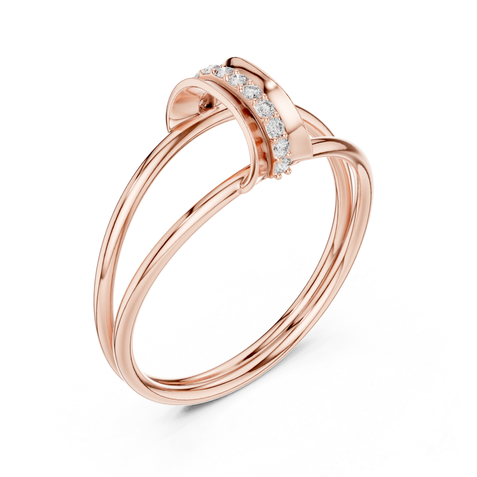  Rose Gold Serene Flow Minimalist Bypass Circle Ring Right View
