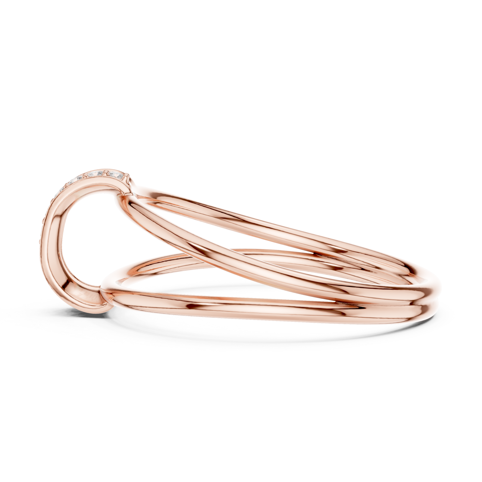  Rose Gold Serene Flow Minimalist Bypass Circle Ring Side View