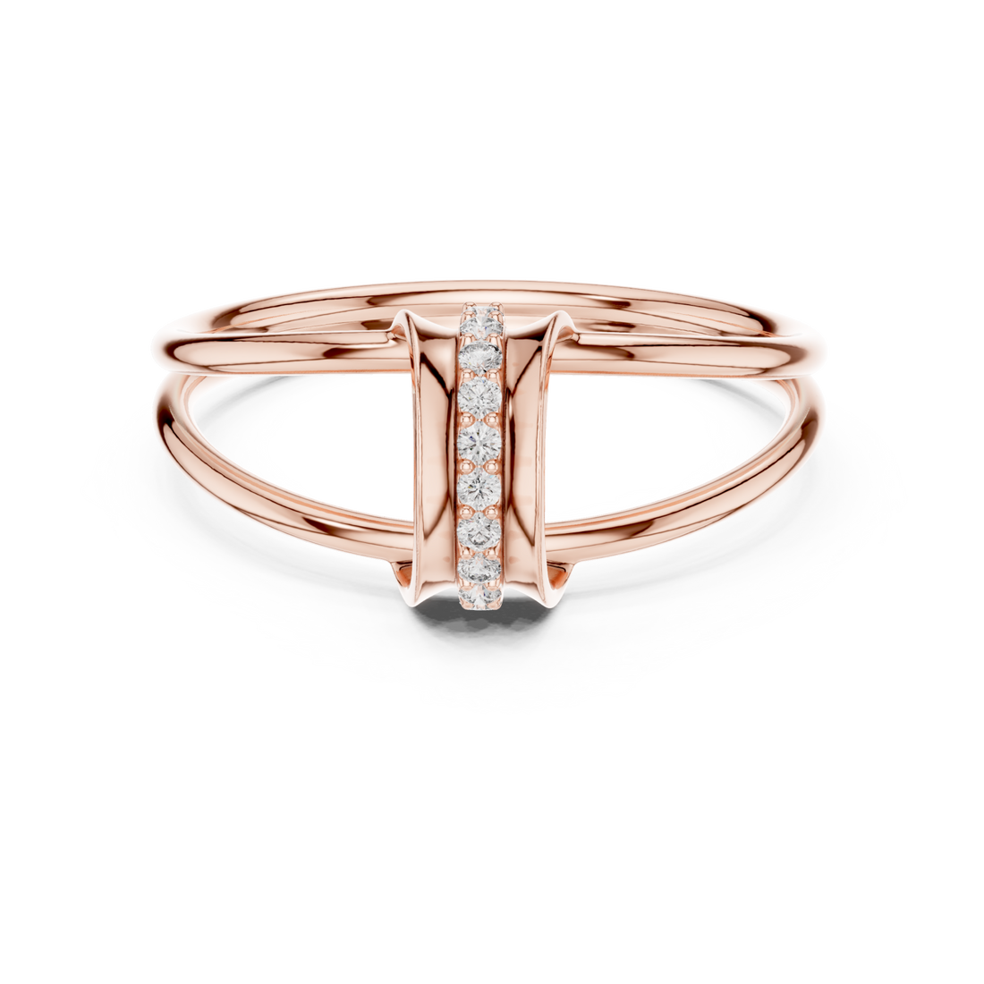 Rose Gold Serene Flow Minimalist Bypass Circle Ring Right View