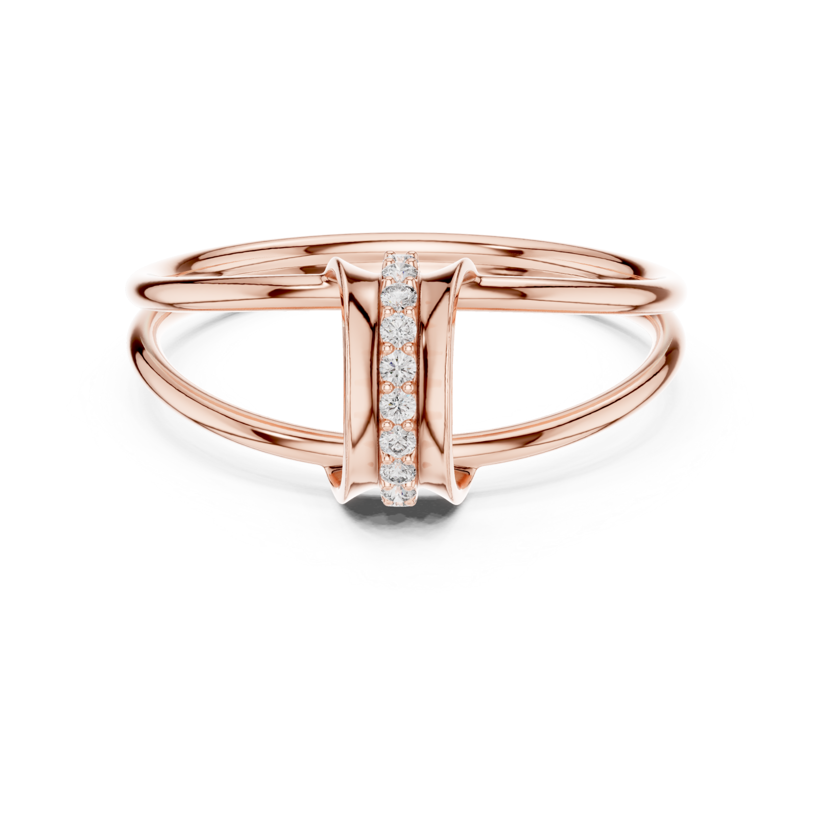 Rose Gold Serene Flow Minimalist Bypass Circle Ring Front View