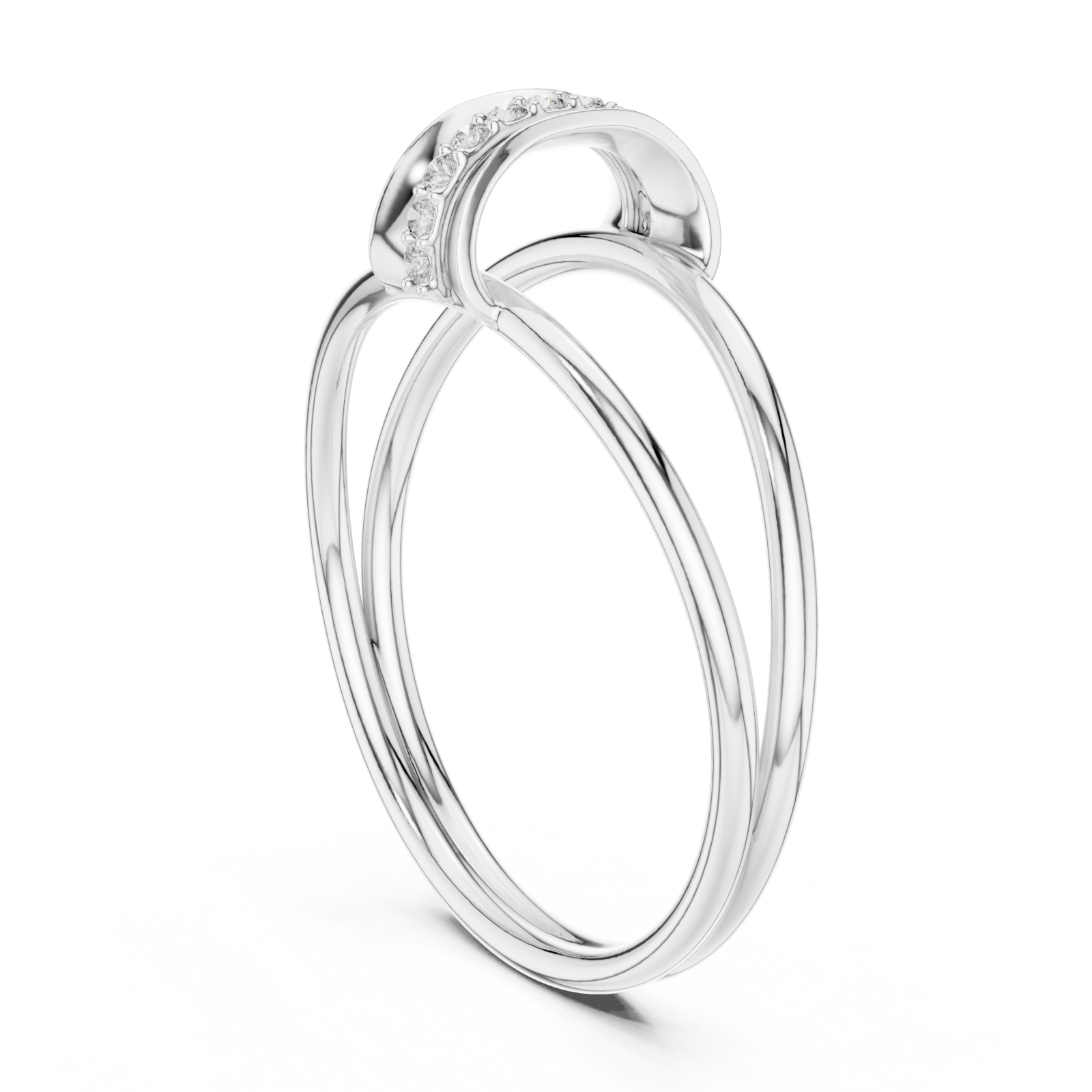  White Gold Serene Flow Minimalist Bypass Circle Ring Left View