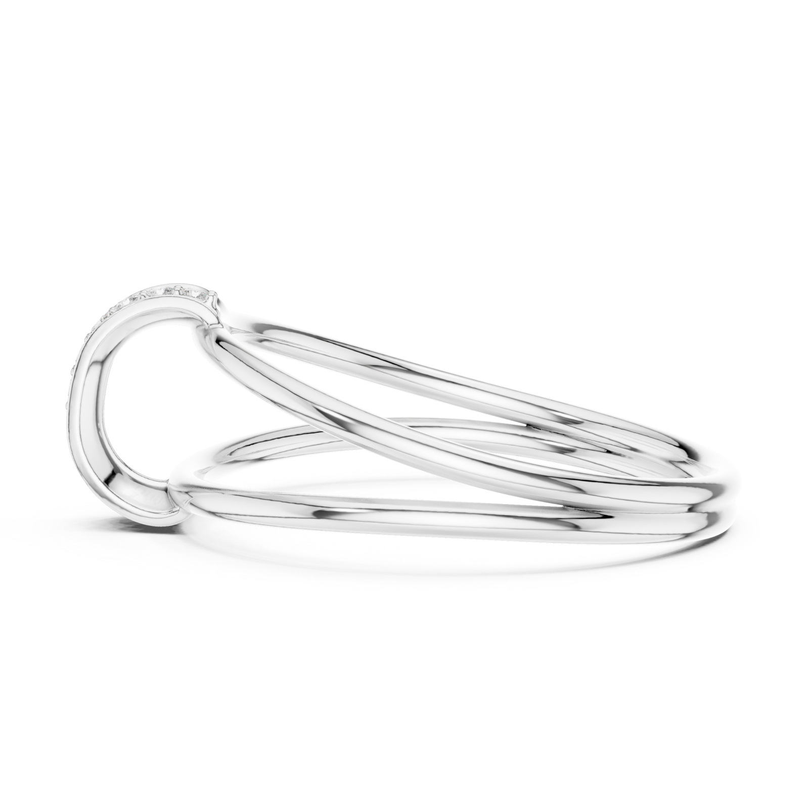  White Gold Serene Flow Minimalist Bypass Circle Ring Side View