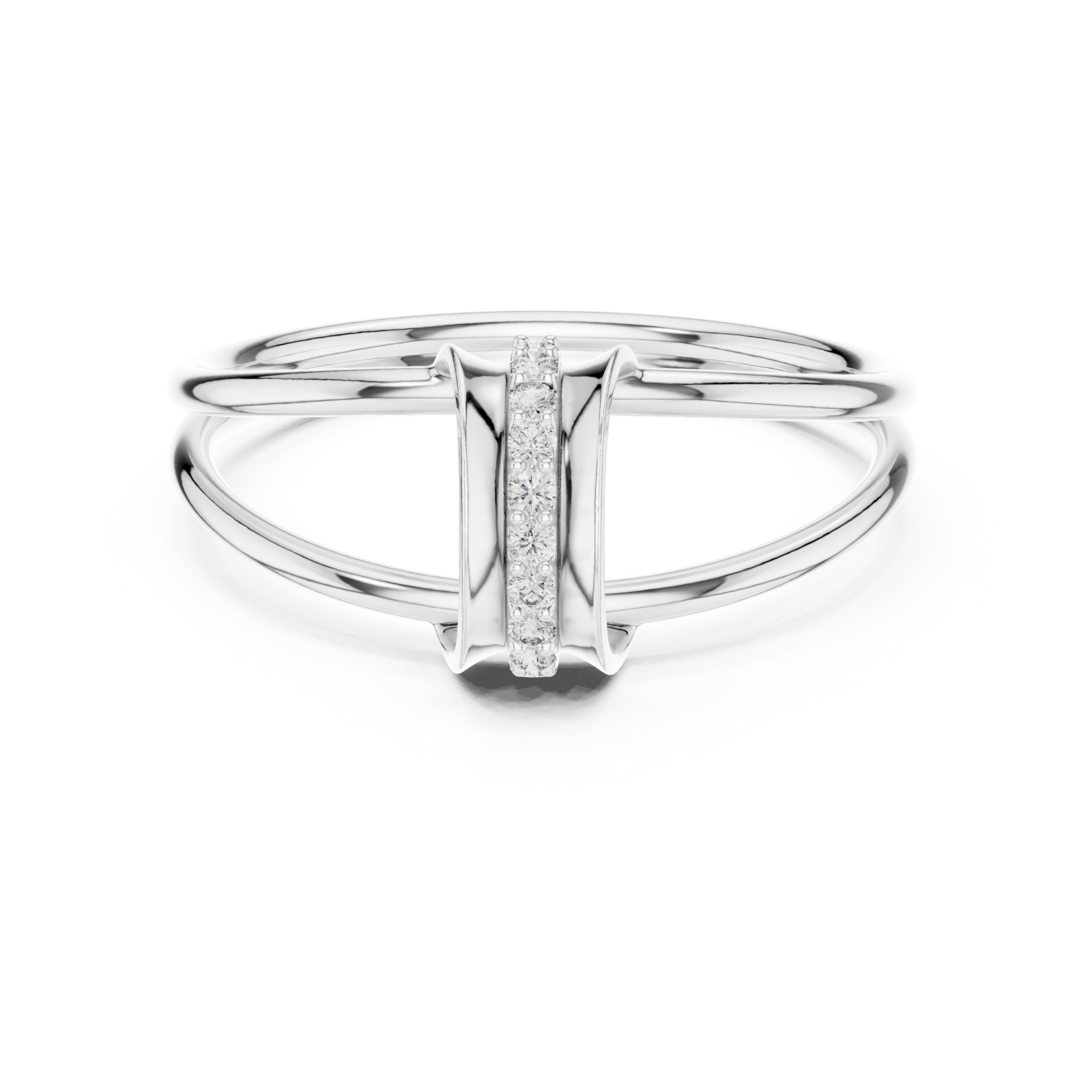  White Gold Serene Flow Minimalist Bypass Circle Ring Front View