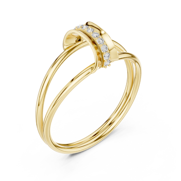 Gold Serene Flow Minimalist Bypass Circle Ring Right View