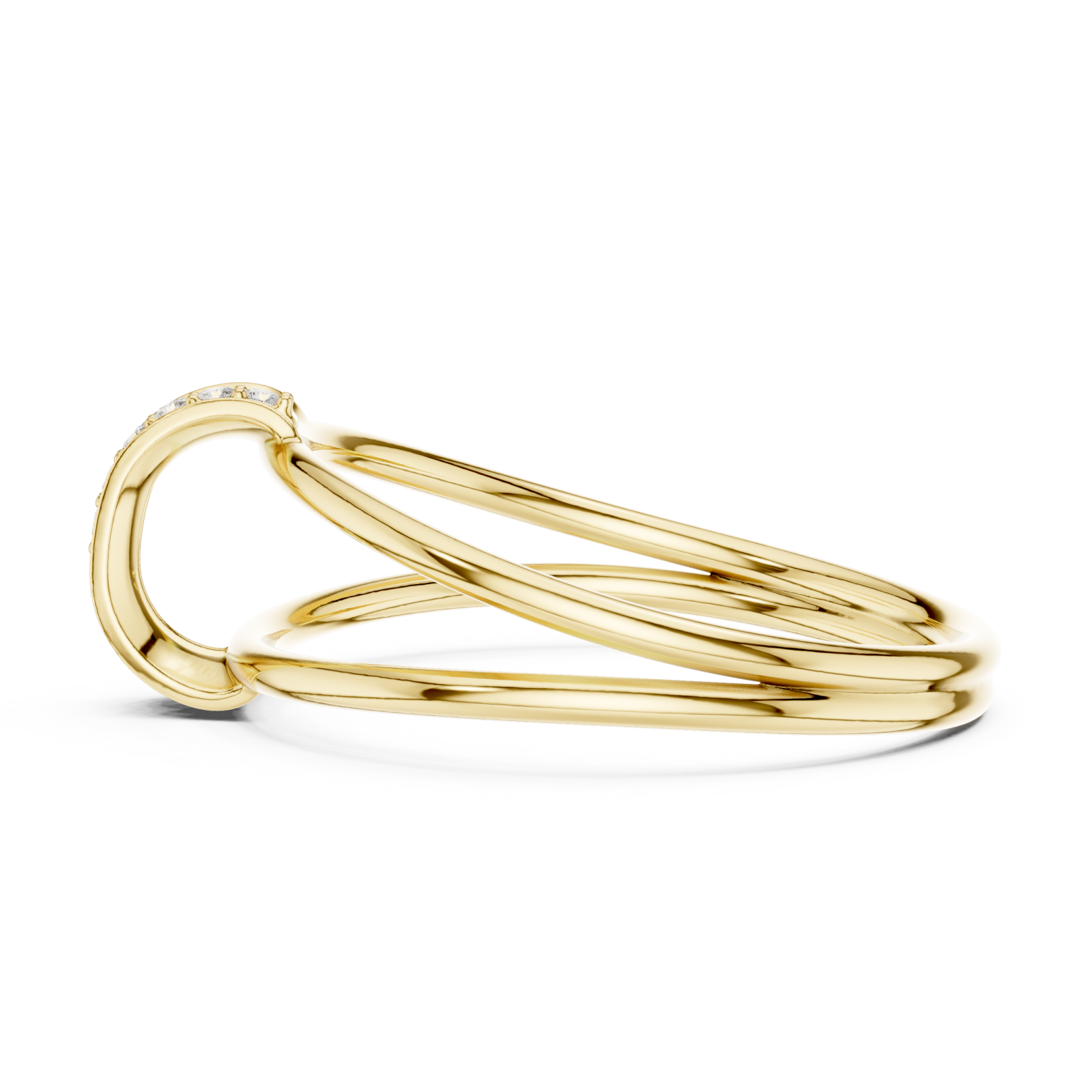  Gold Serene Flow Minimalist Bypass Circle Ring Side View