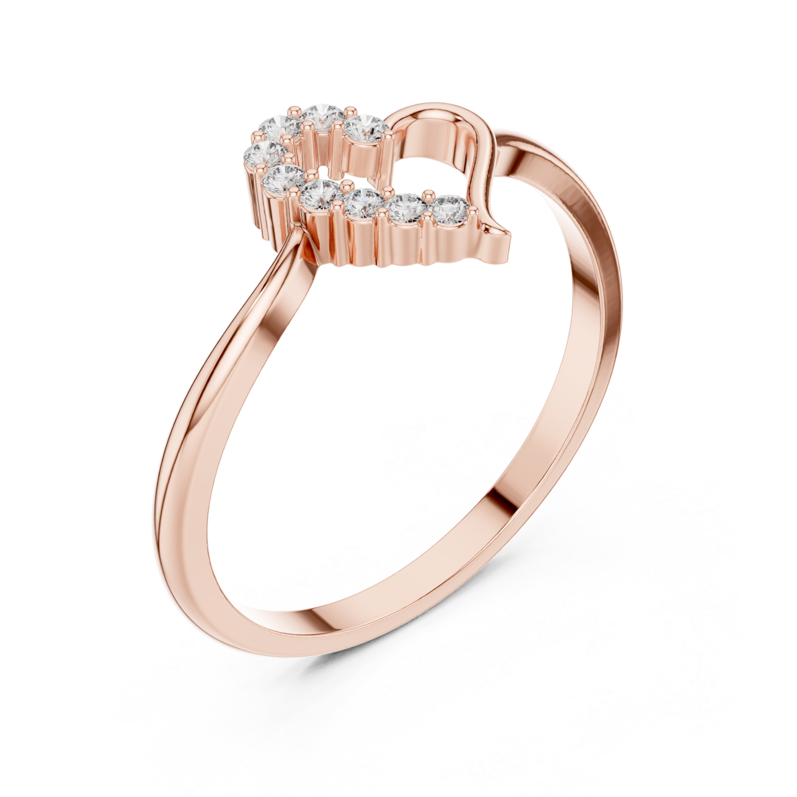  Rose Gold Glowing Embrace Heart Right View