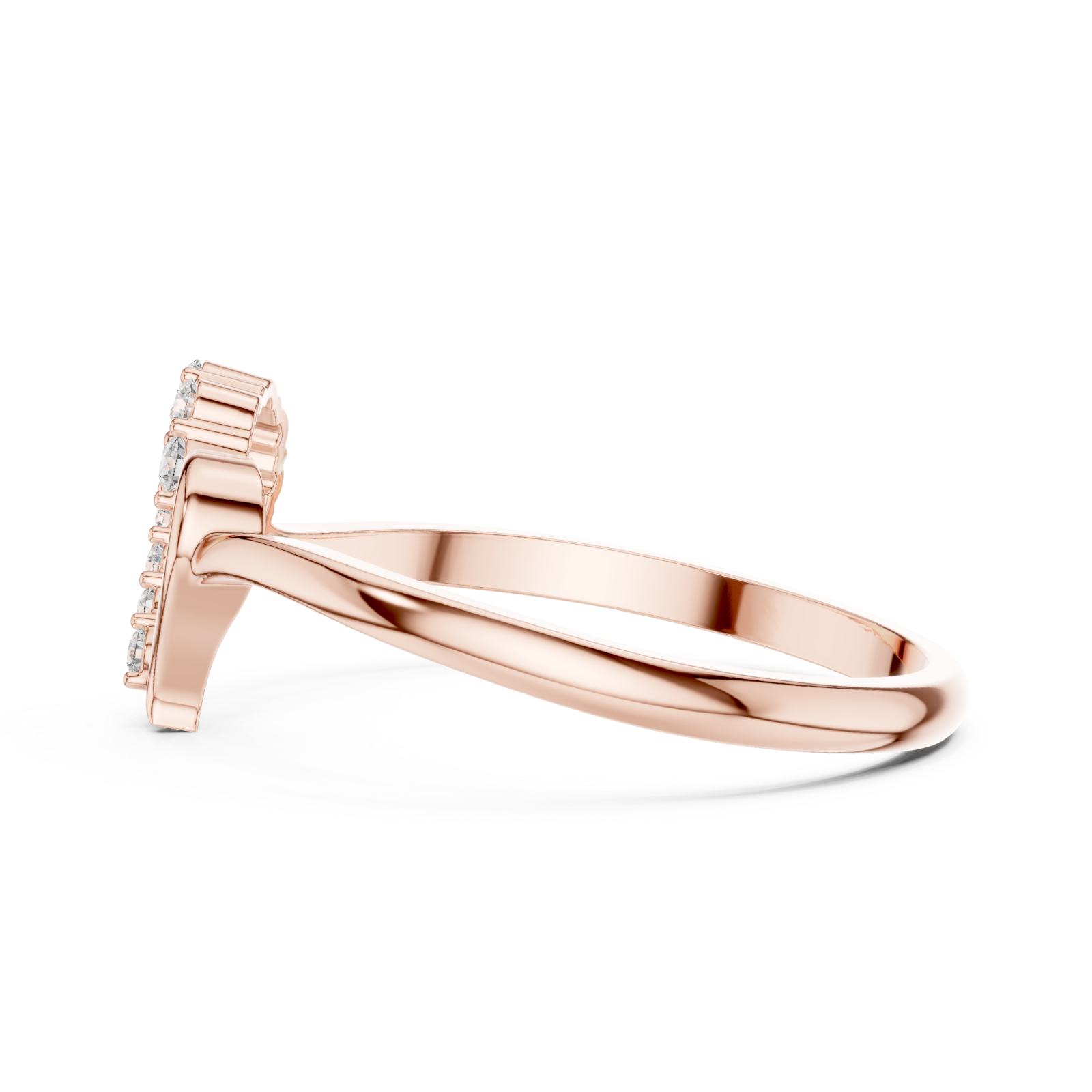  Rose Gold Glowing Embrace Heart Side View