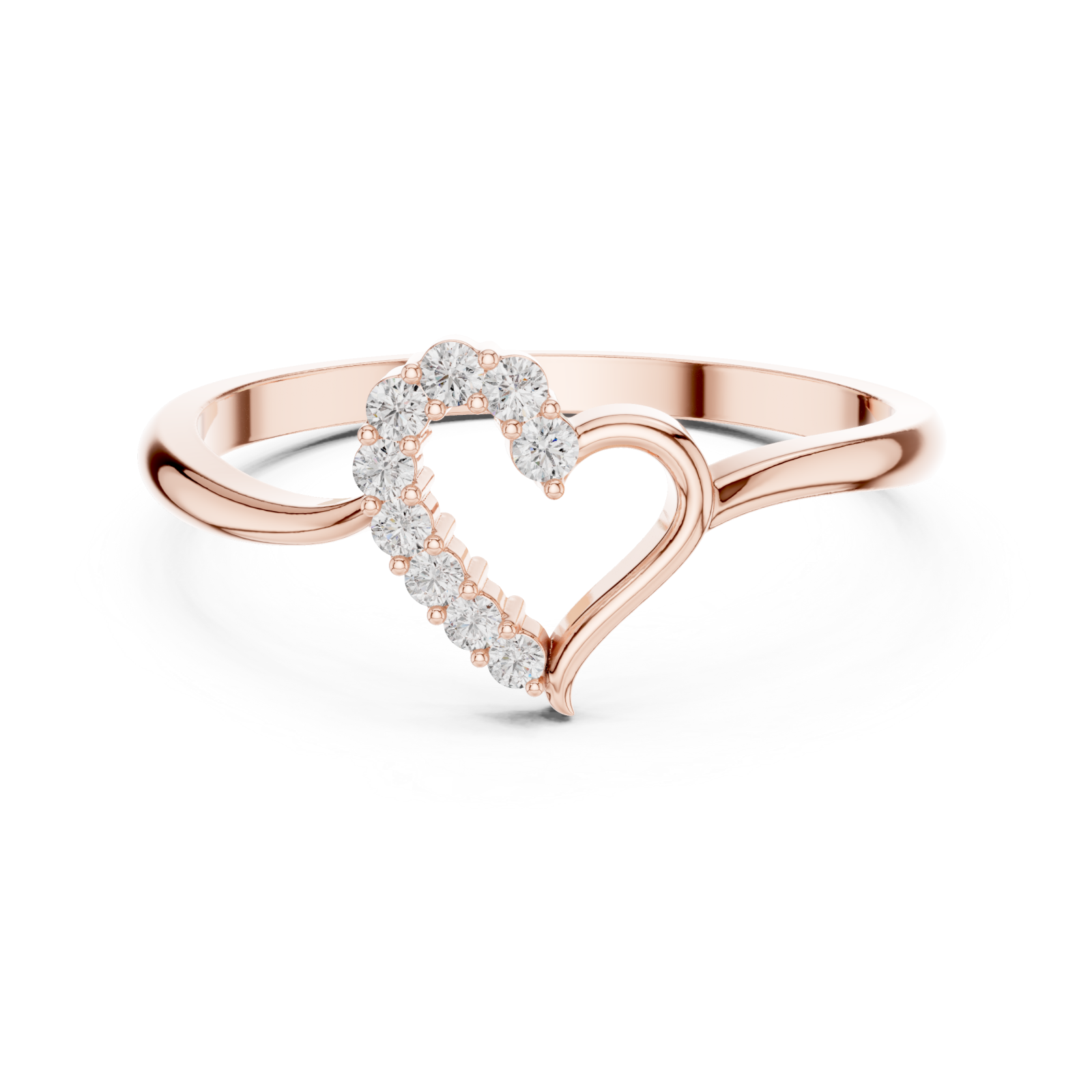  Rose Gold Glowing Embrace Heart Front View