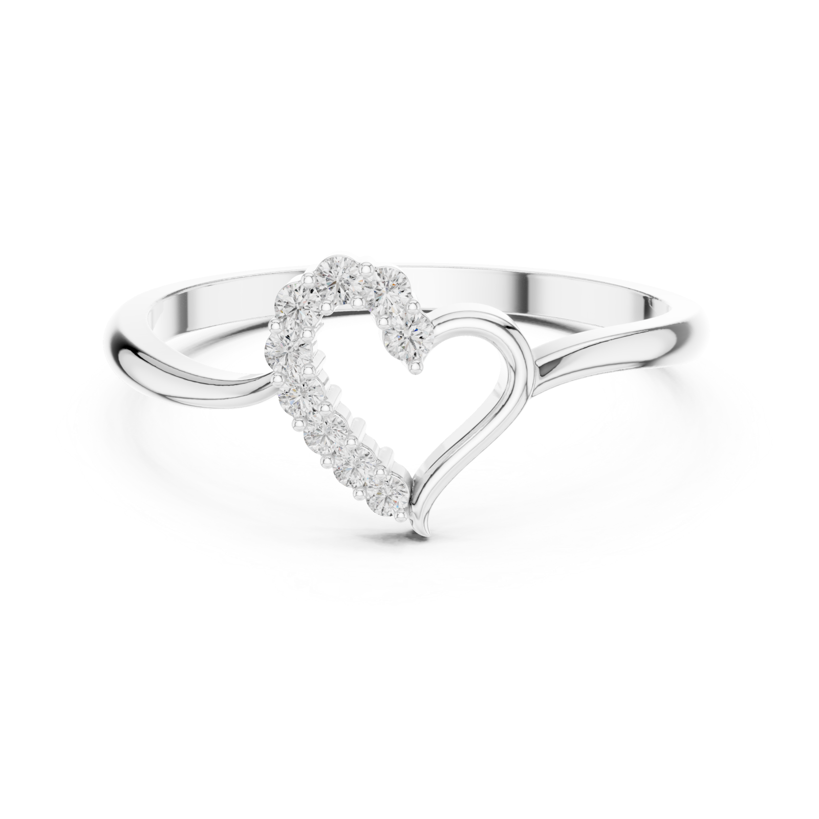  White Gold Glowing Embrace Heart Front View