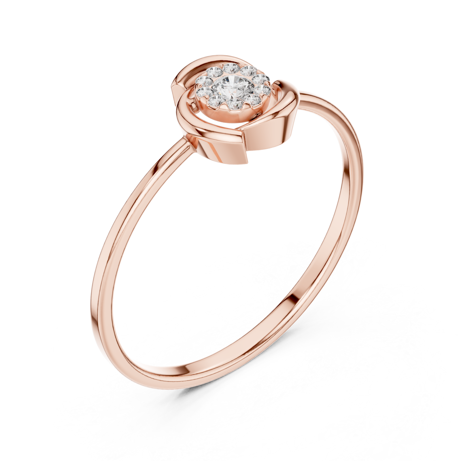  Rose Gold Eclipse Harmony Solitaire Band Ring Right View