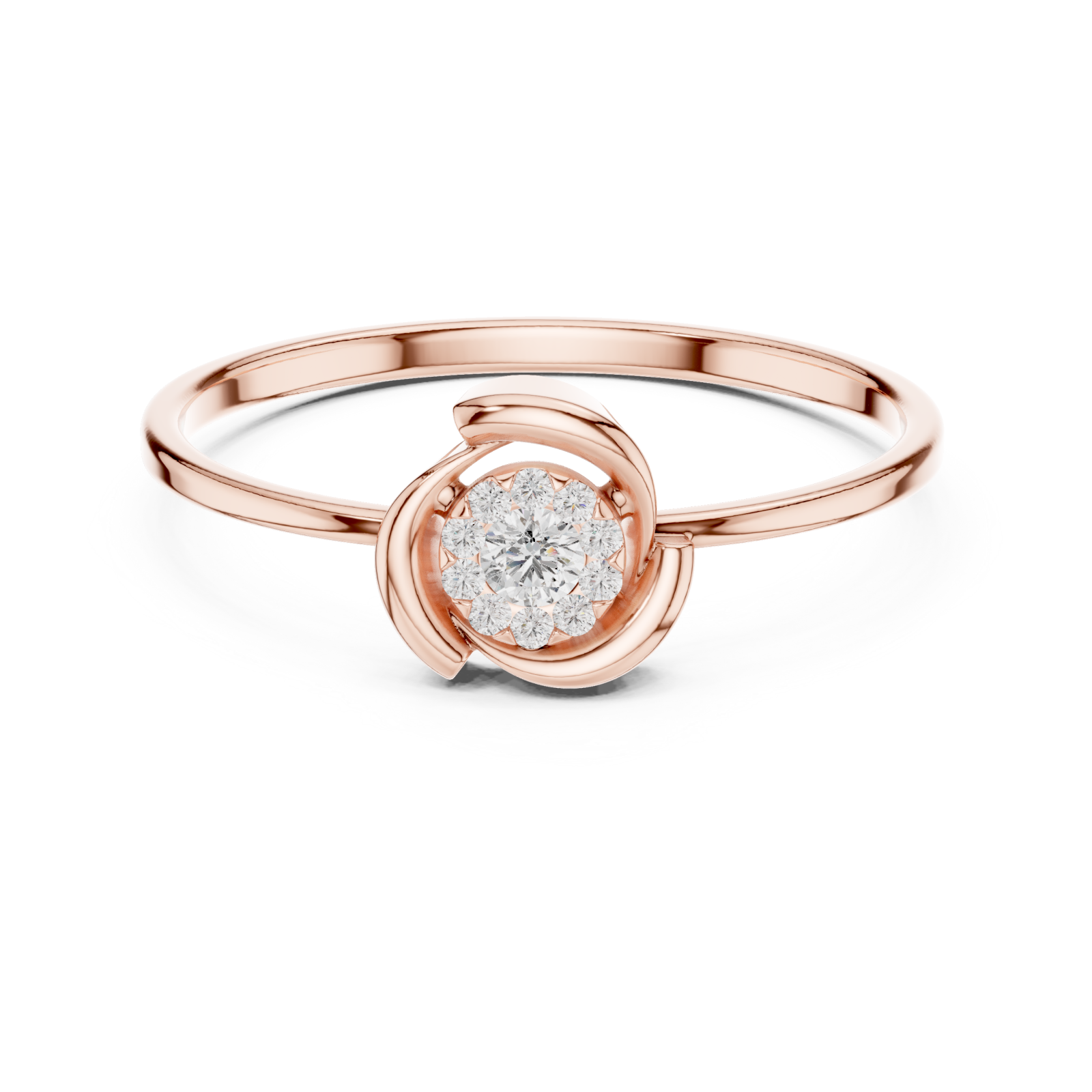  Rose Gold Eclipse Harmony Solitaire Band Ring Front View