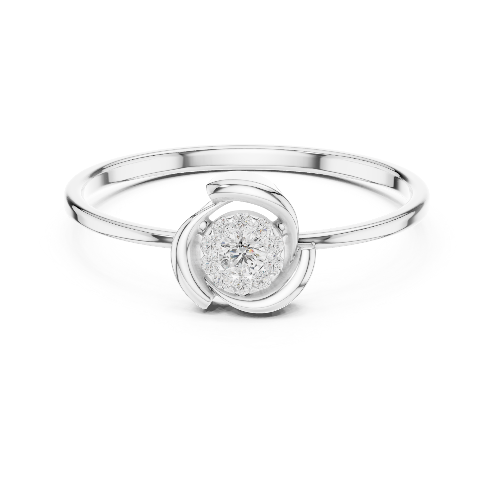 White Gold Eclipse Harmony Solitaire Band Ring Front View
