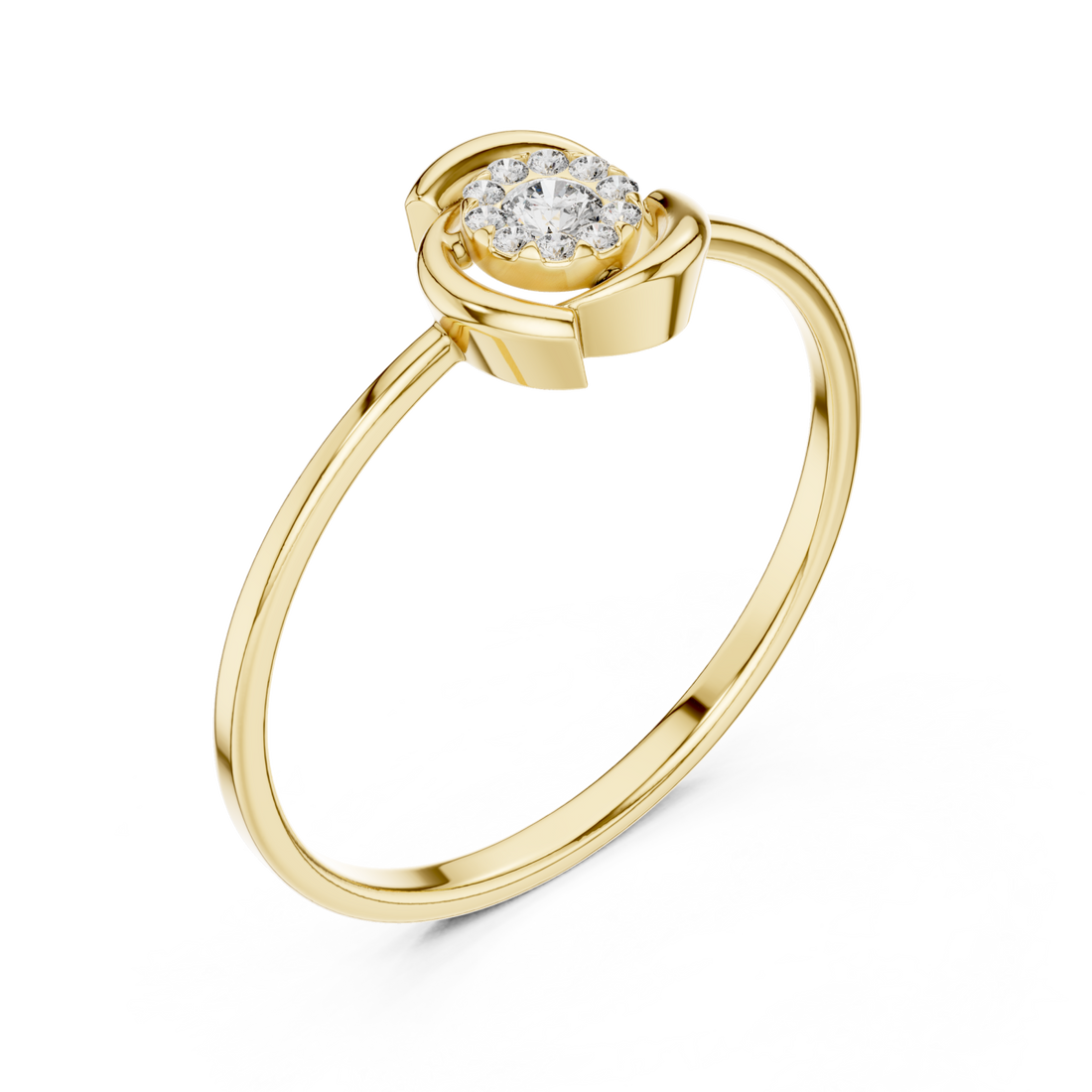 Gold Eclipse Harmony Solitaire Band Ring Right View