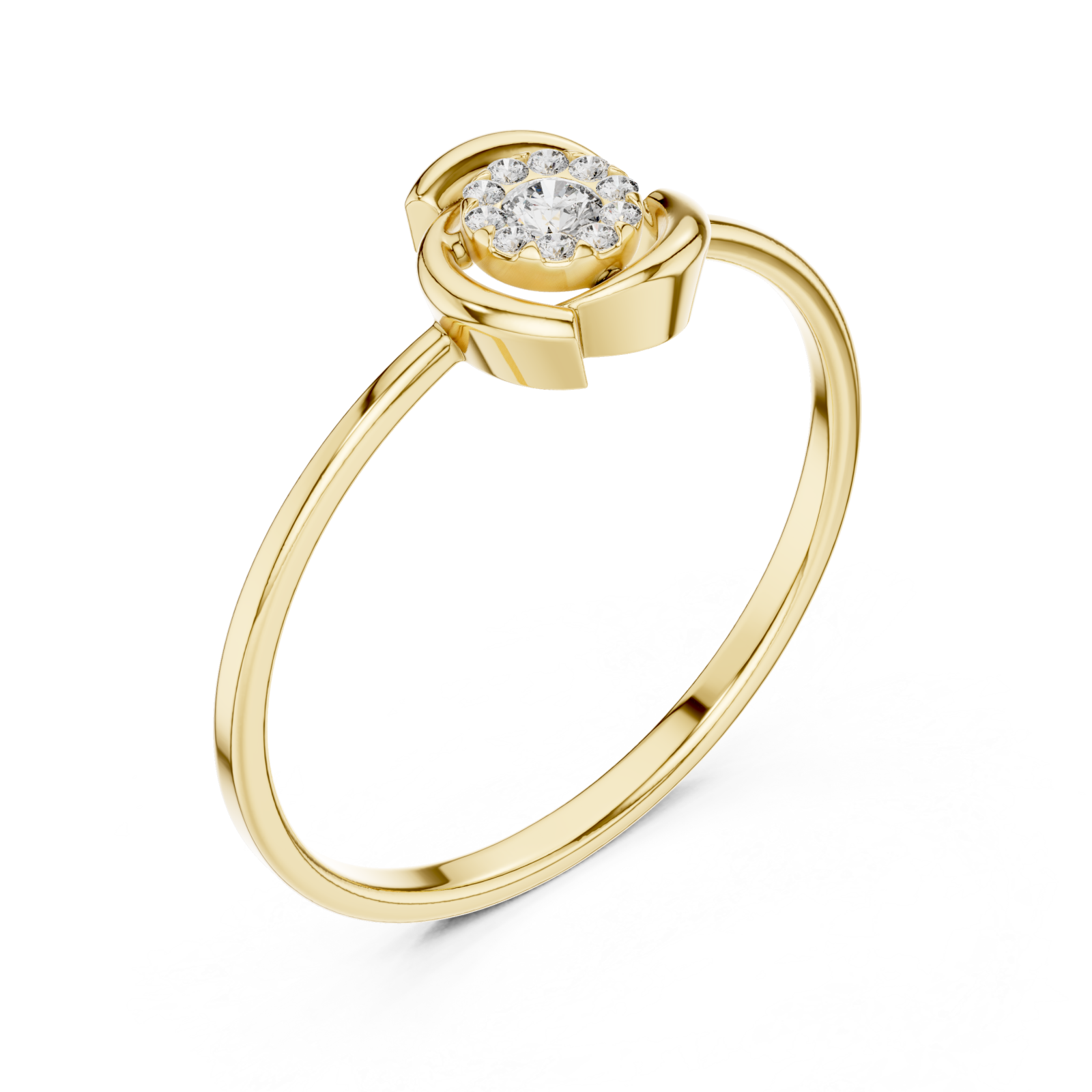 Gold Eclipse Harmony Solitaire Band Ring Right View