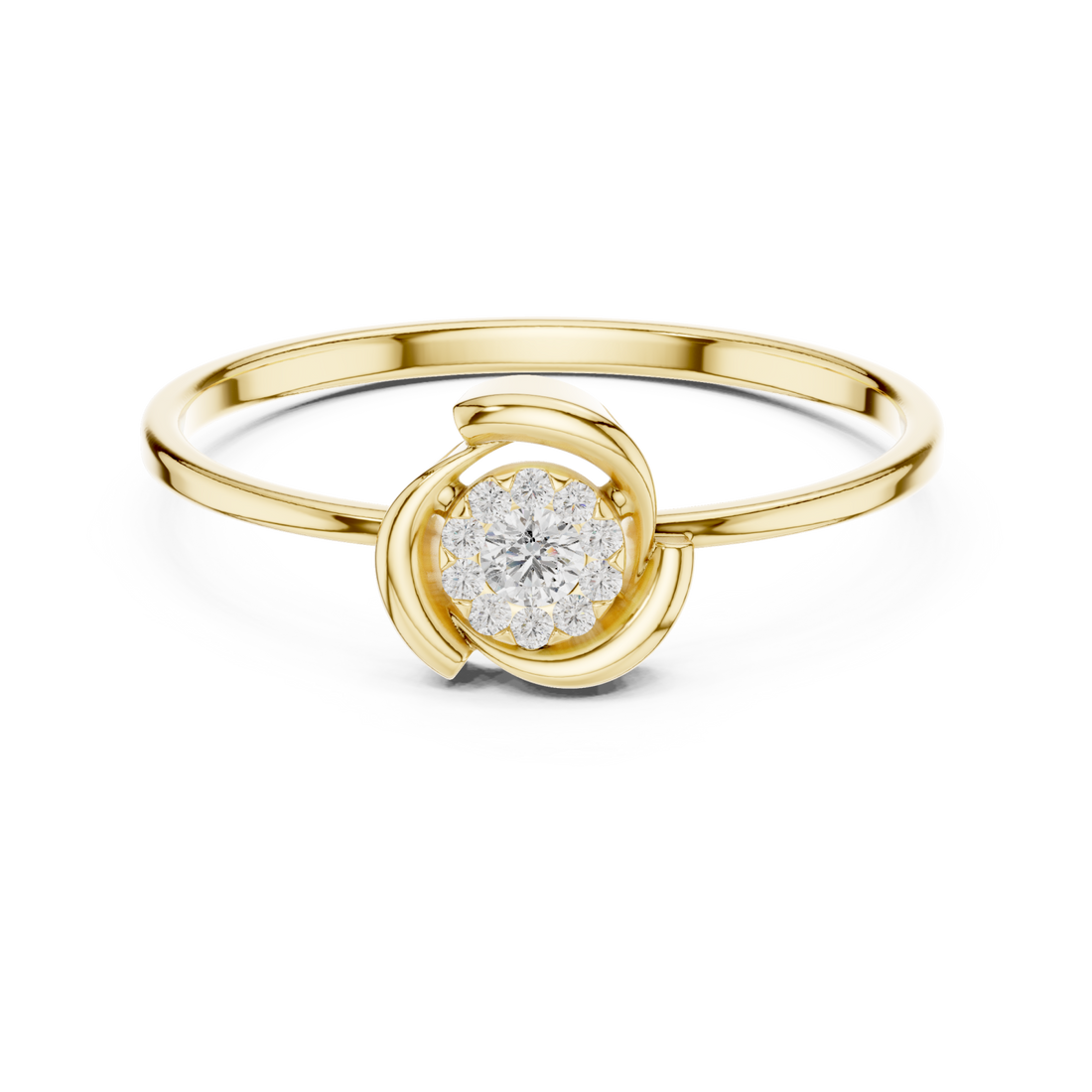 Gold Eclipse Harmony Solitaire Band Ring Right View